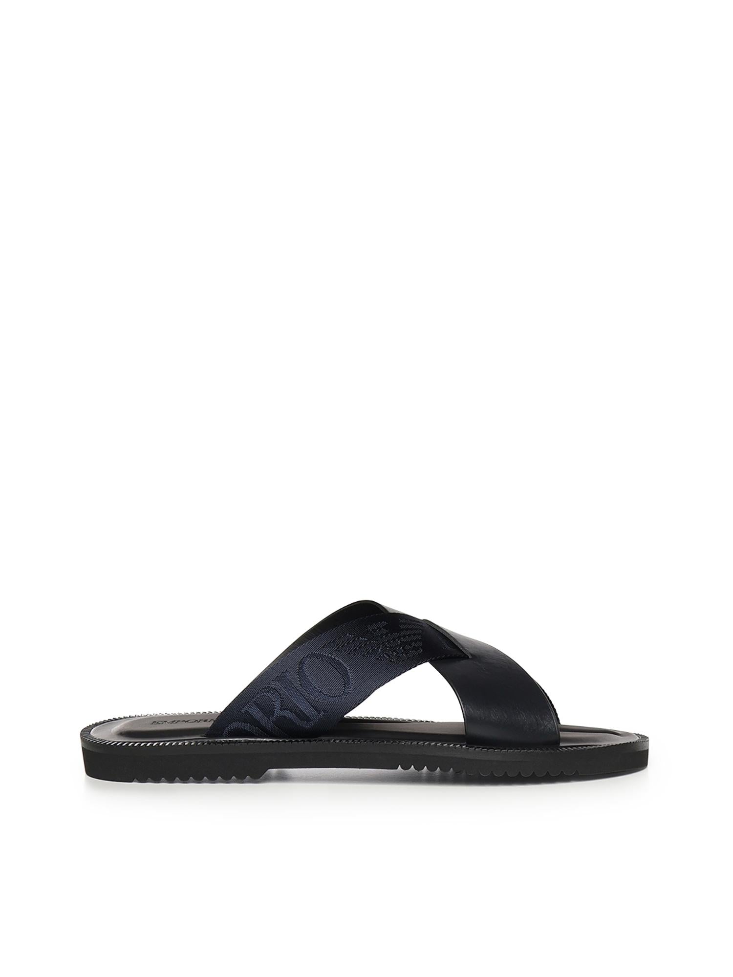 Sandali crossed in pelle e nastro con logo X4P124 XN787MB007 EMPORIO ARMANI 