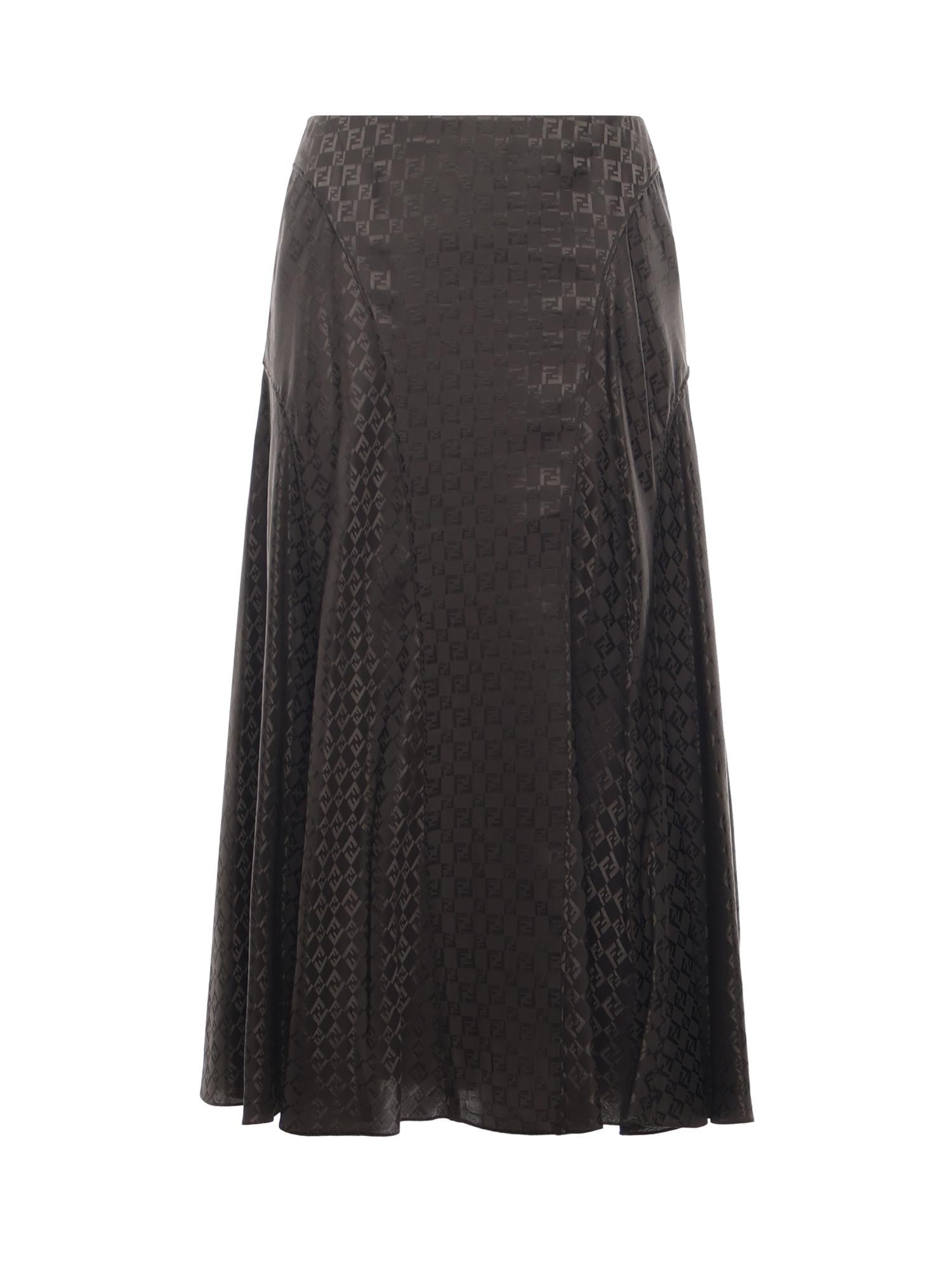 Gonna midi in seta FF jacquard FQ7688 AUQGF1T6H FENDI 