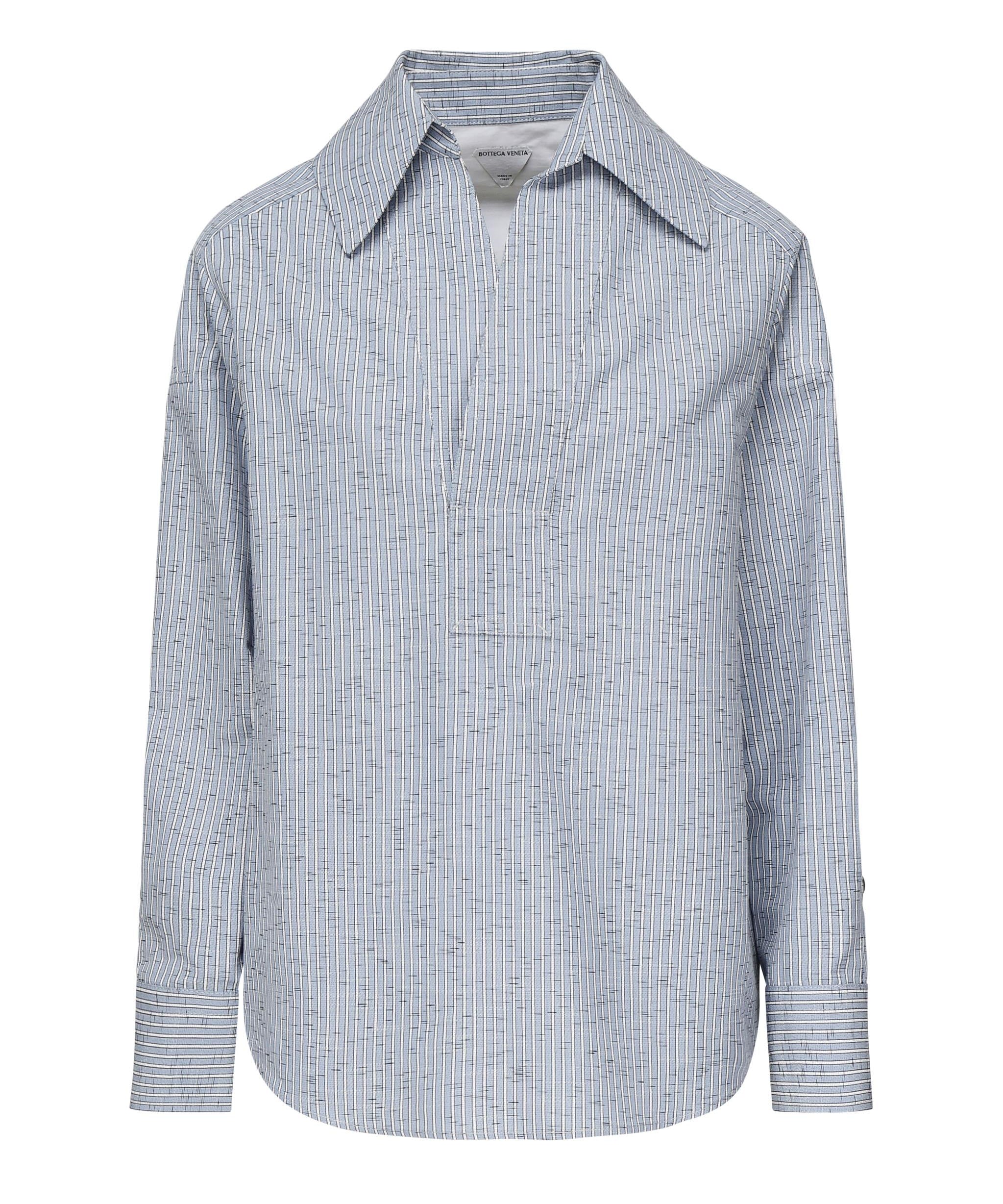 Camicia a righe in cotone e lino 819968 V5CW04028 BOTTEGA VENETA 