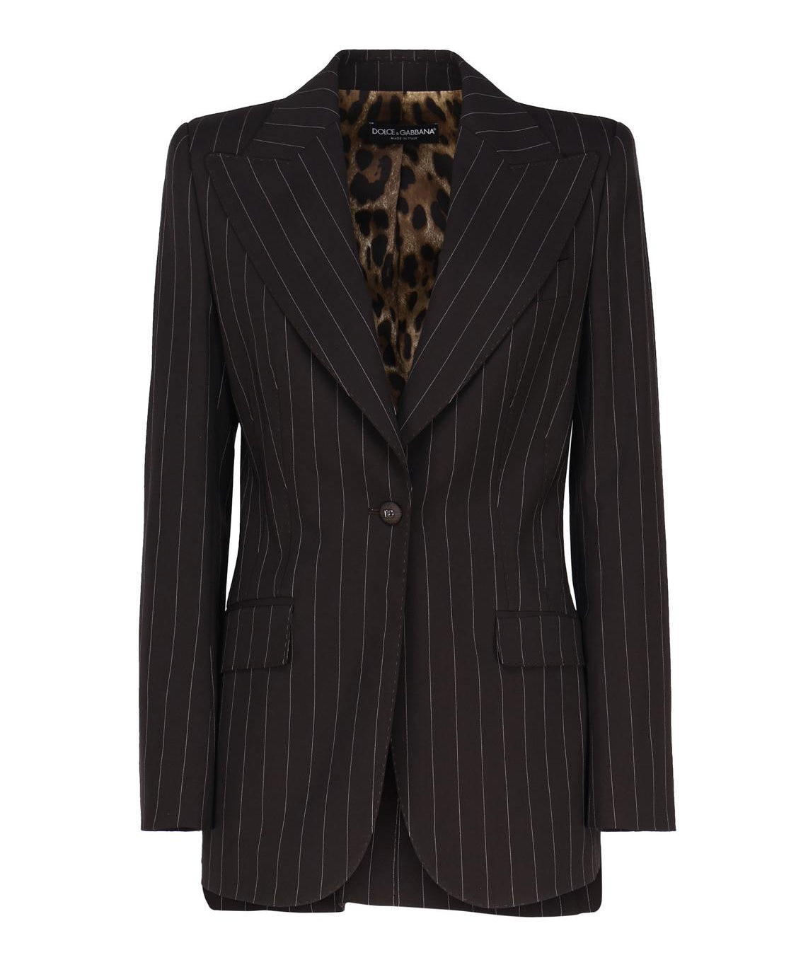 Giacca Turlington monopetto in gessato di lana F29WZT FRBC2S8053 DOLCE & GABBANA 