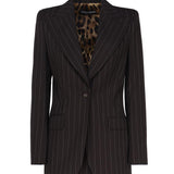 Giacca Turlington monopetto in gessato di lana F29WZT FRBC2S8053 DOLCE & GABBANA 