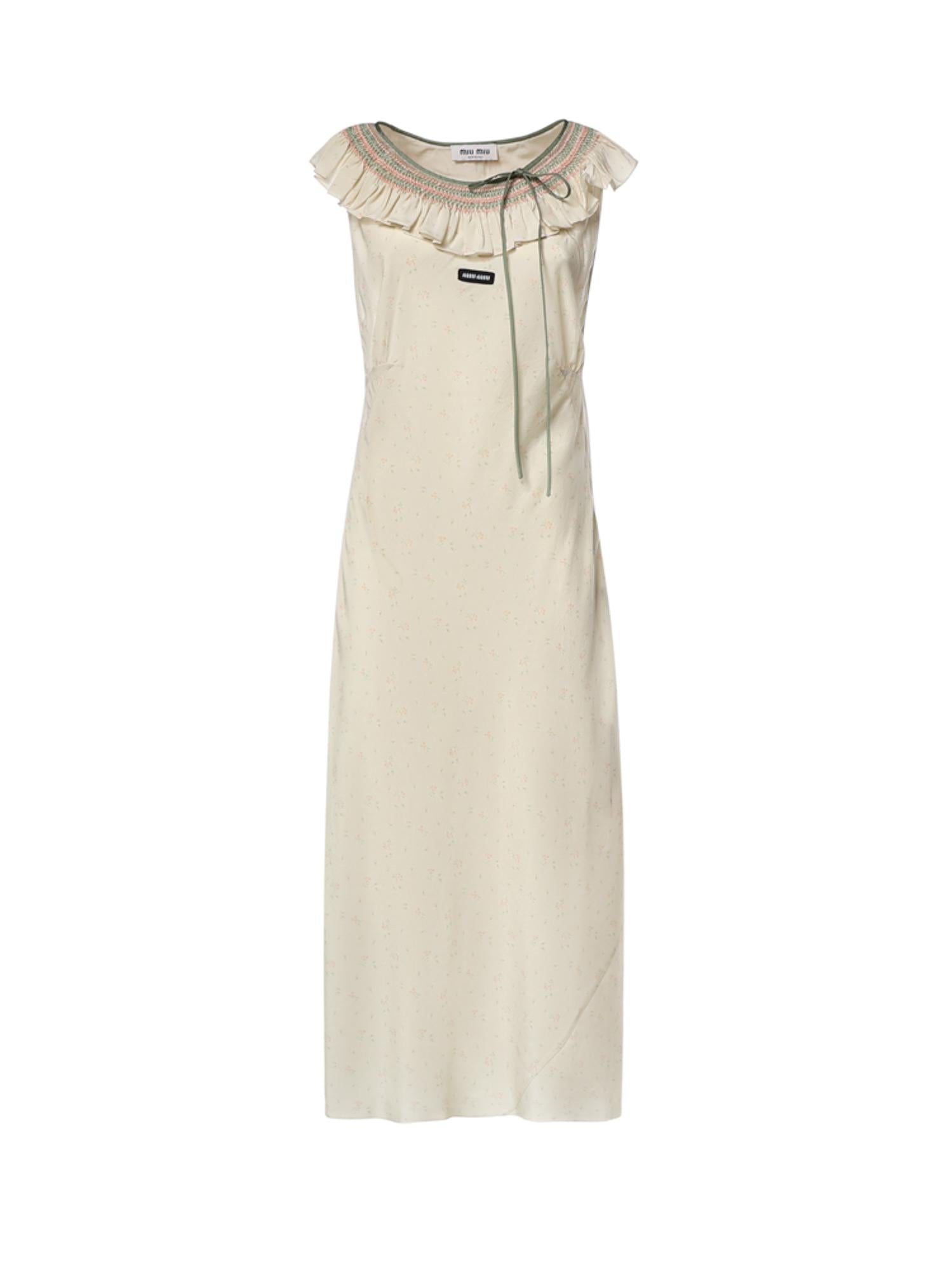 Abito in crêpe marocain con ricami MF6433 19UVF0N6K MIU MIU 