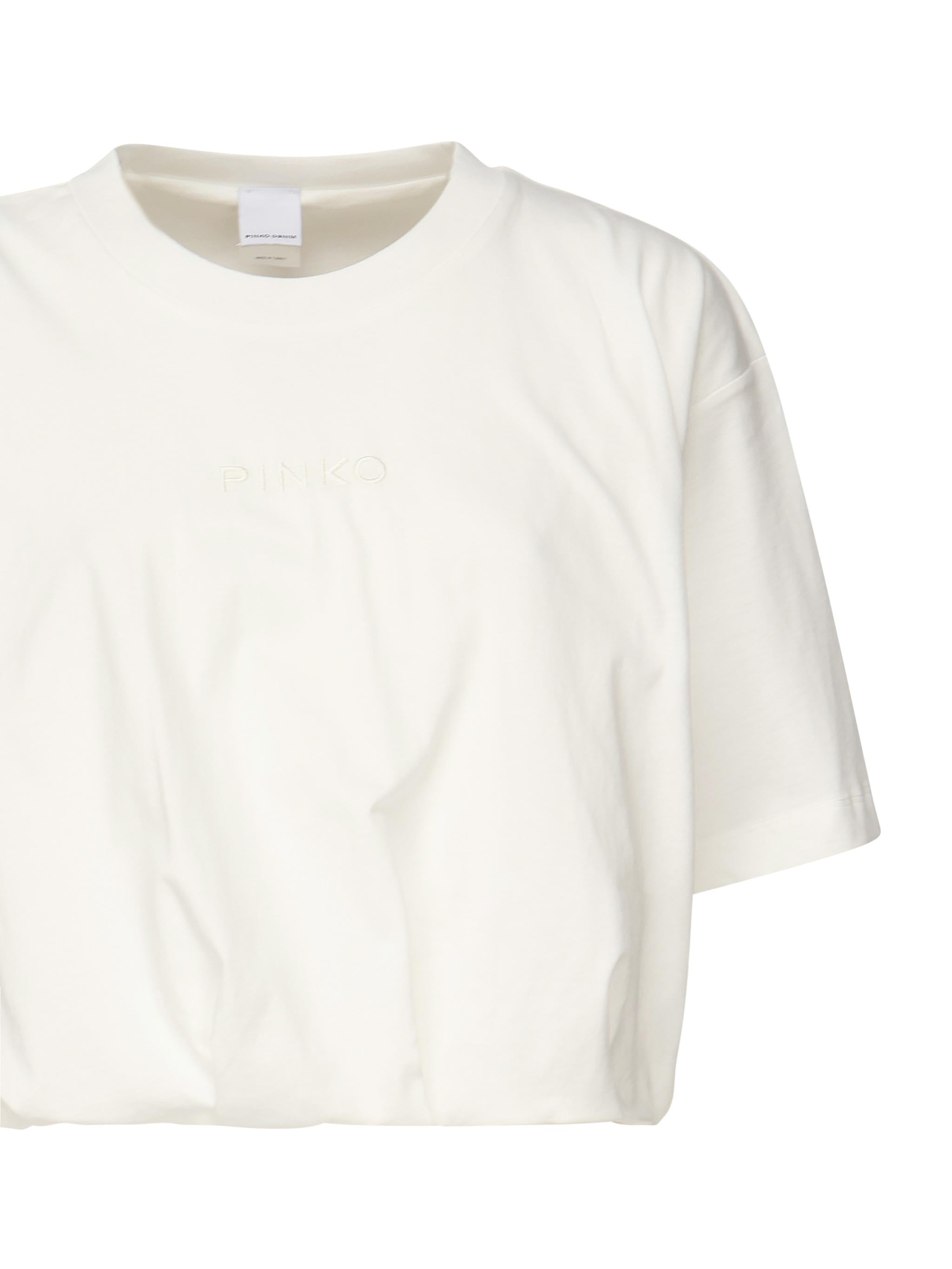 T-shirt cropped con ricamo logo 104257 A2F8Z05 PINKO 