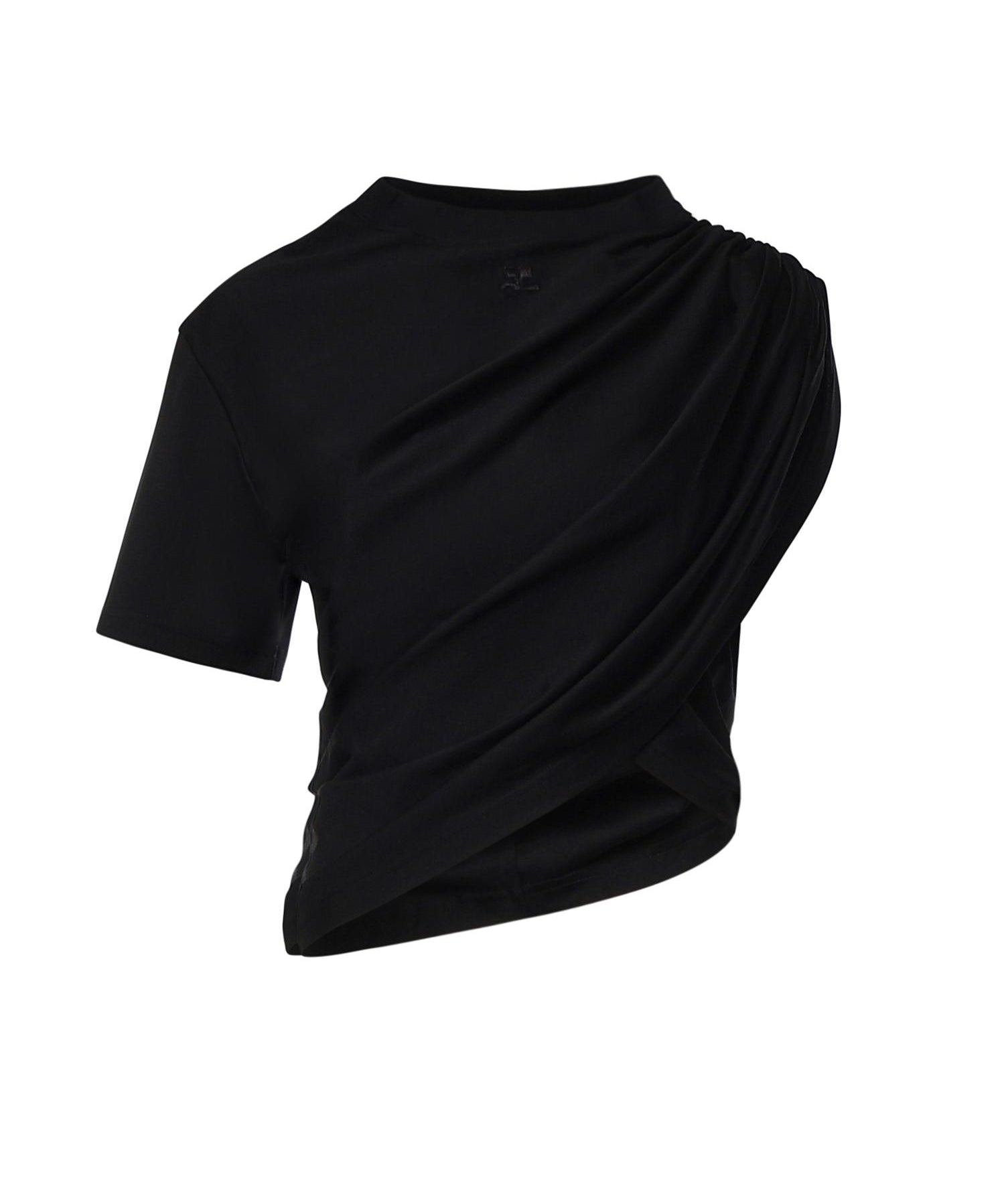 T-shirt cropped asimmetrica in jersey cotone 226JTS241JS0290 9999 COURREGES 