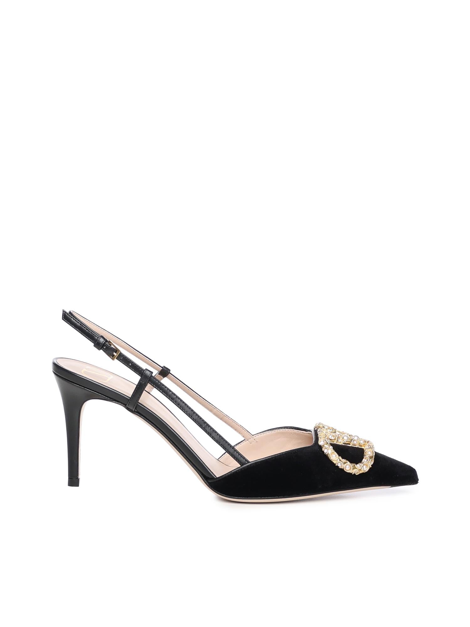 Pumps slingback Vlogo in velluto 7W2S0R01 XUPBBK VALENTINO GARAVANI 