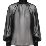 Blusa a collo alto in chiffon trasparente F79EMT FU1ATN0000 DOLCE & GABBANA 