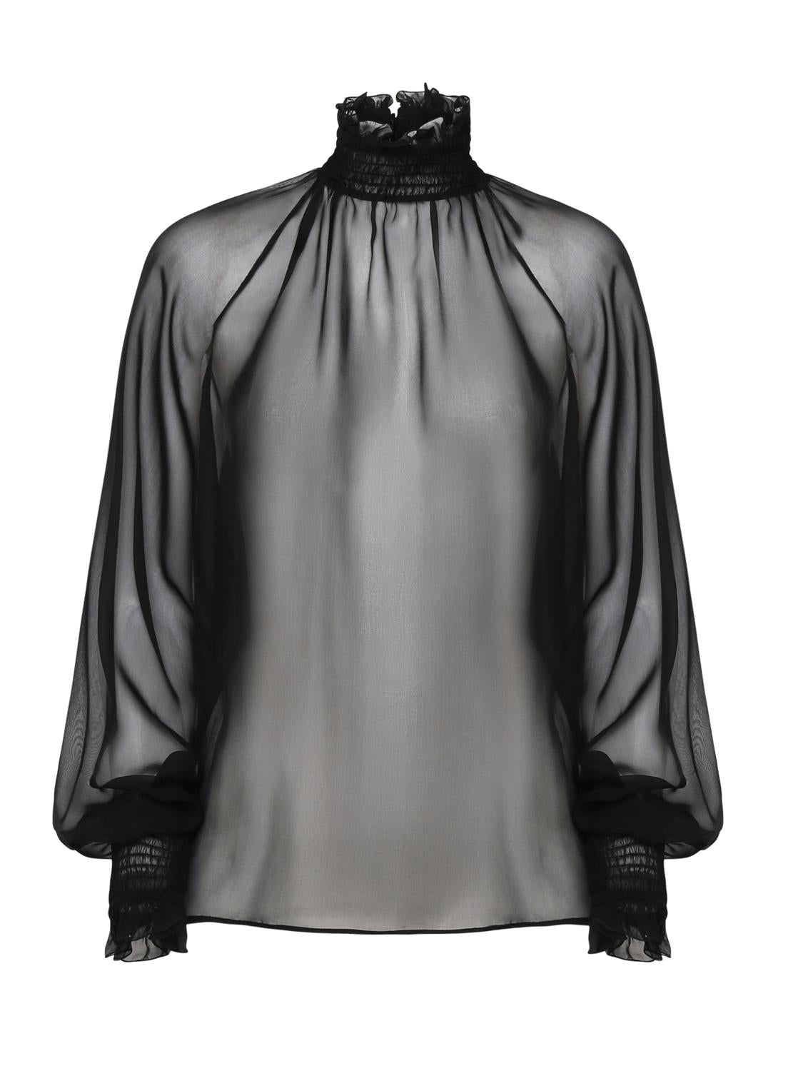 Blusa a collo alto in chiffon trasparente F79EMT FU1ATN0000 DOLCE & GABBANA 