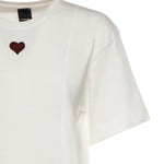 T-shirt con ricamo cuore in cotone 105665 A326Z05 PINKO 