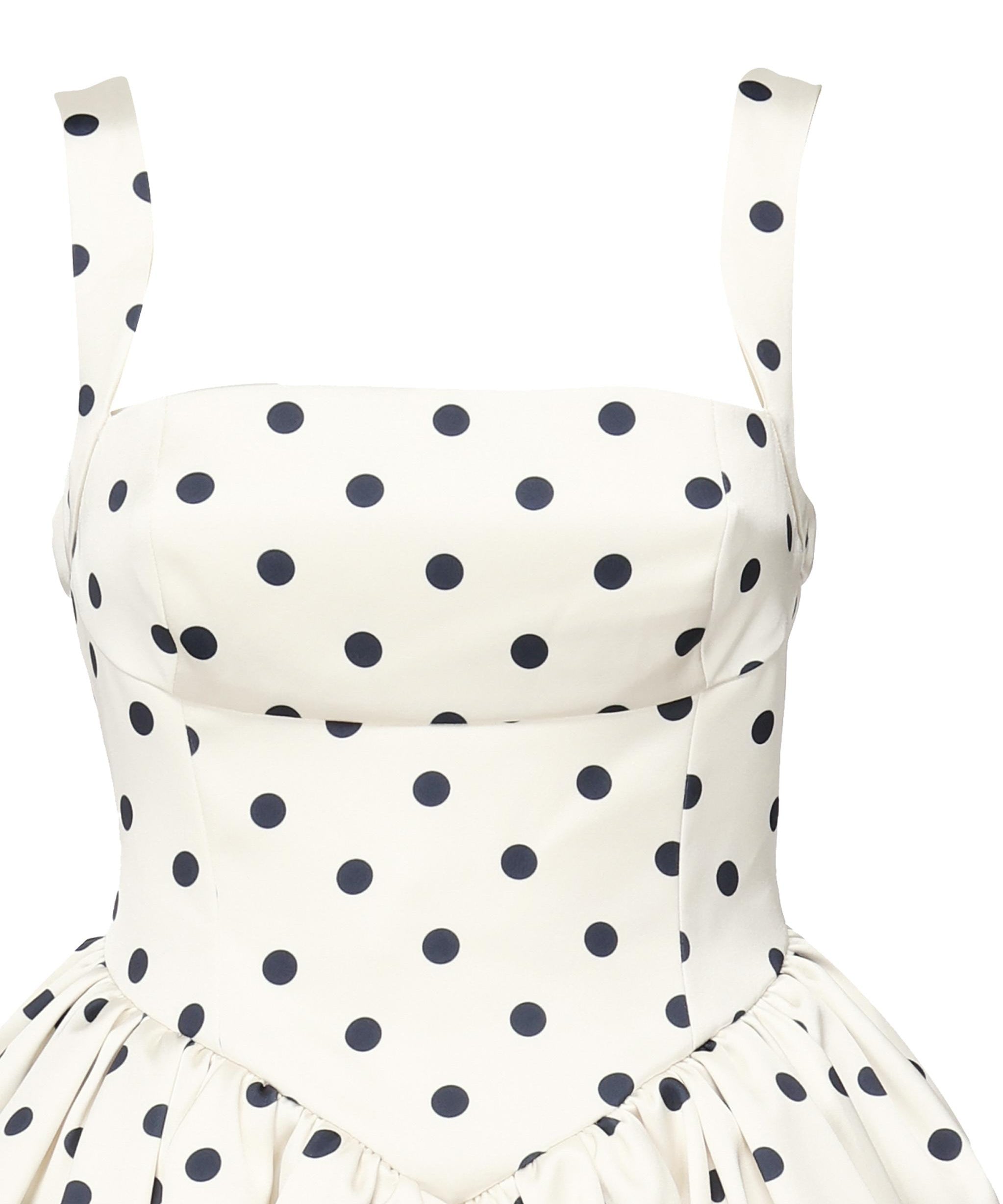 Mini abito in raso a pois SS25092S CREAM SELF-PORTRAIT 