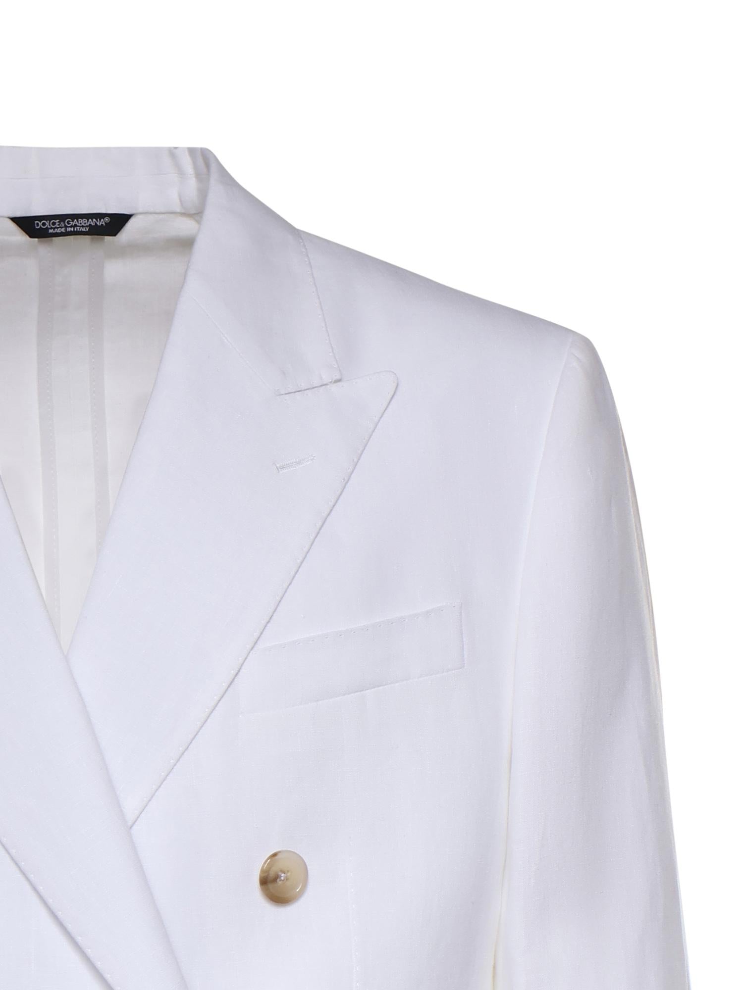 Giacca doppiopetto in lino G2NW1T GK326W0800 DOLCE & GABBANA 