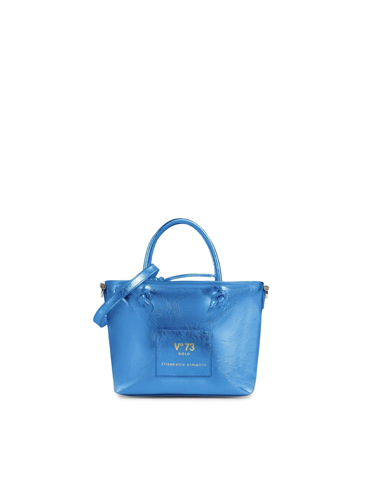Mini bag in pelle con logo 73BP9VT02 LOLLI POPPOP BLUE V° 73 