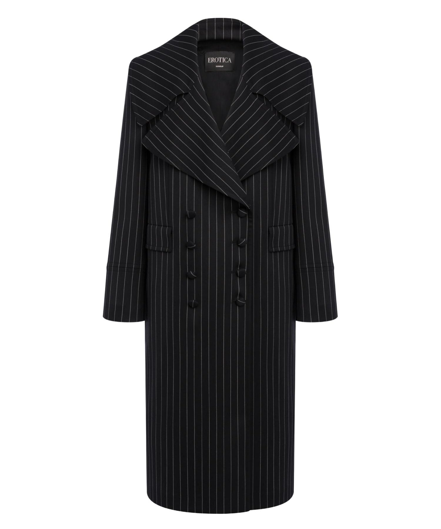 Cappotto doppiopetto in fresco di lana gessato DJ862 ES0080D999 DONDUP 