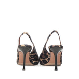 Décolleté slingback in raso stampa animalier HOLLY 90 RASOLEOPARD GIULIANO GALIANO 