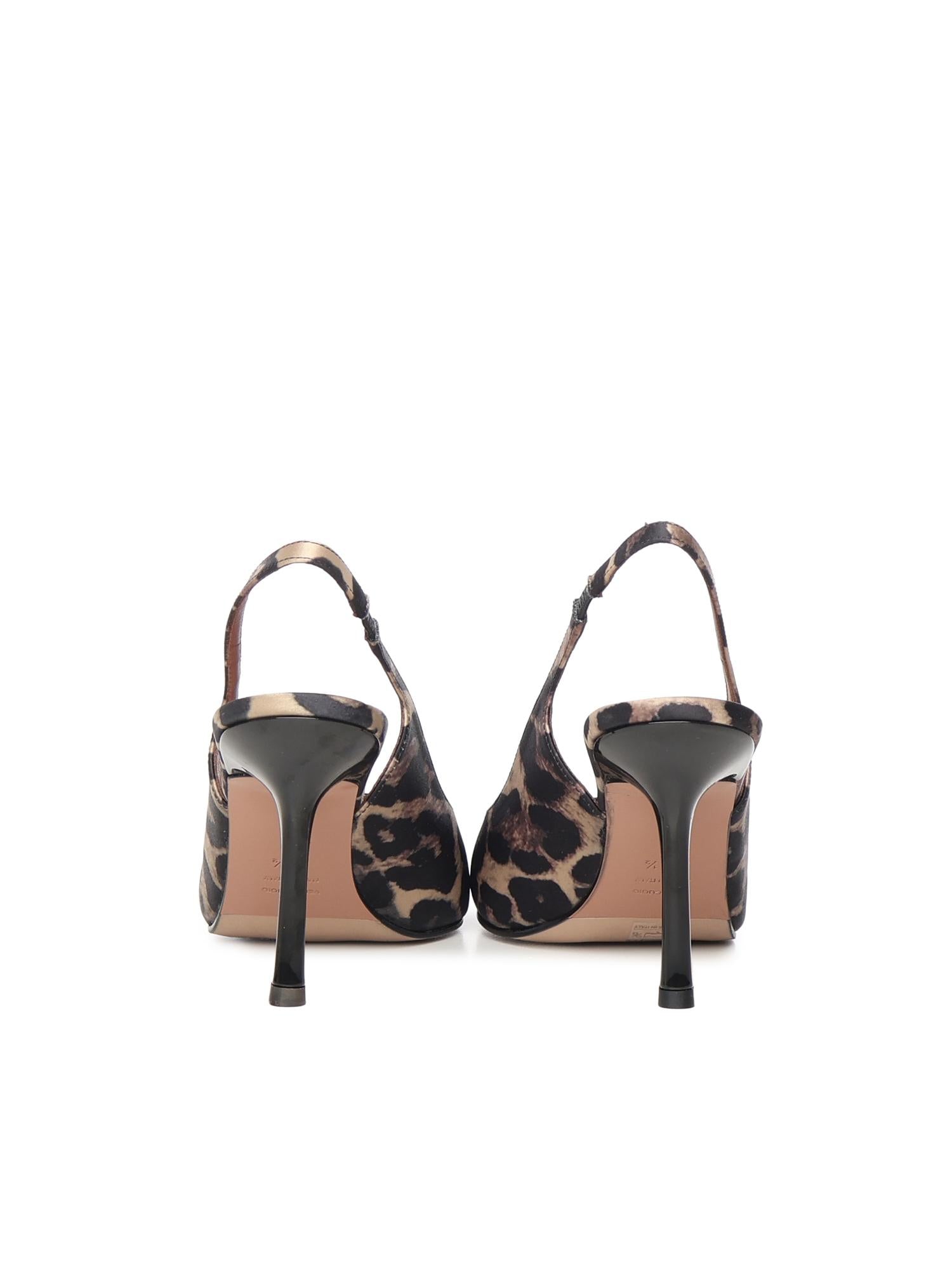 Décolleté slingback in raso stampa animalier HOLLY 90 RASOLEOPARD GIULIANO GALIANO 