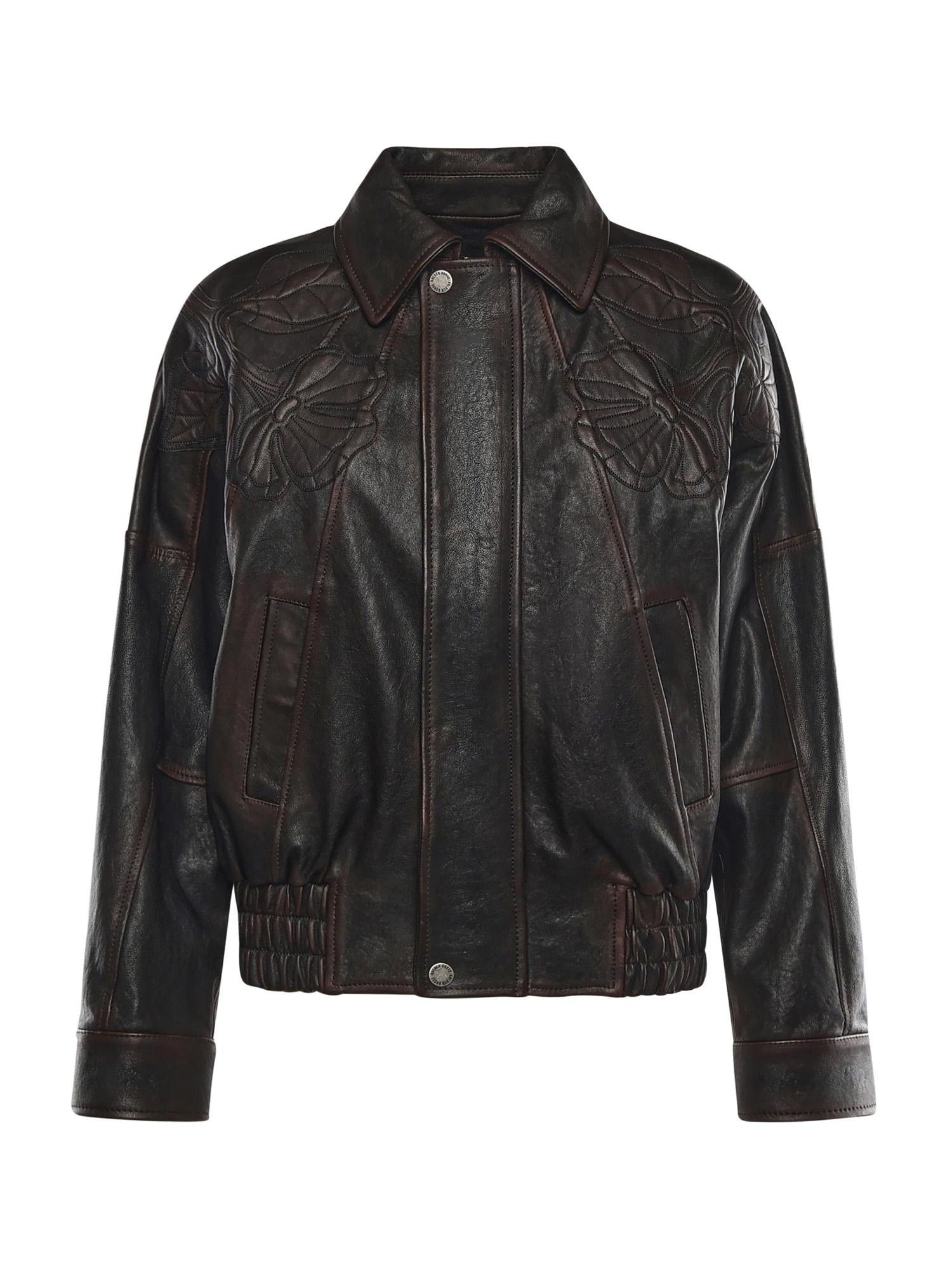 Bomber in nappa con ricamo floreale GWP02560 P00230040249 GOLDEN GOOSE 