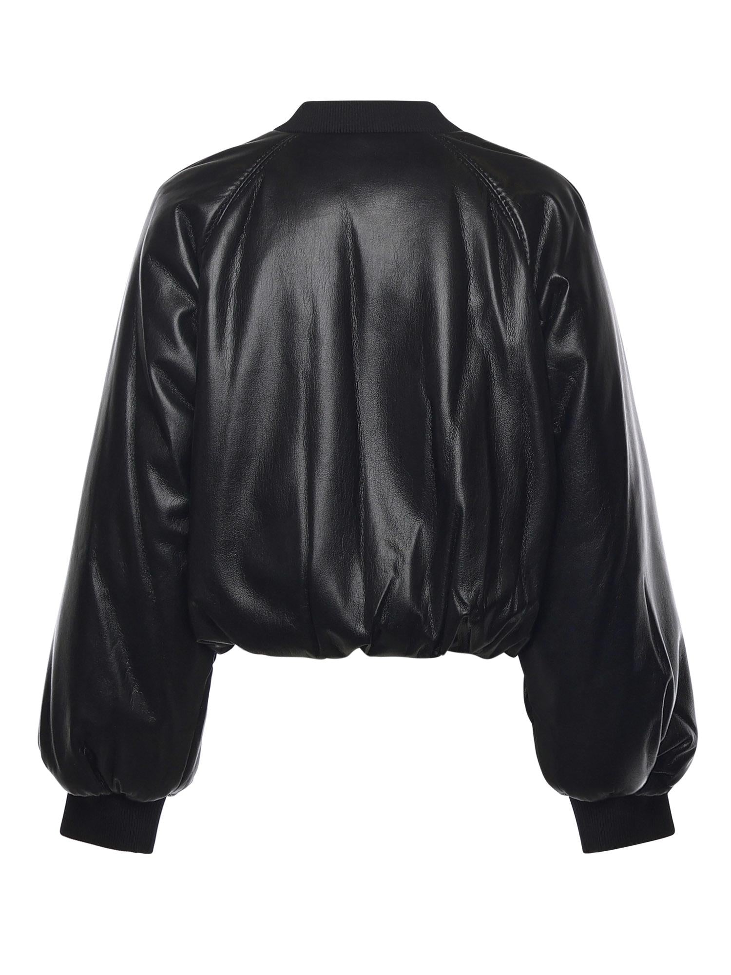 Bomber cropped effetto pelle 105372 A2P4Z99 PINKO 