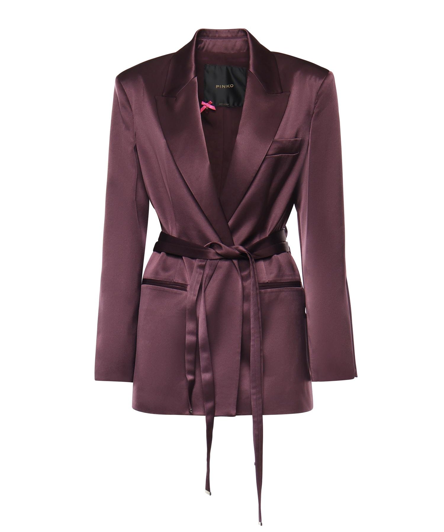 Giacca in satin con cintura 106589 A1Y5R57 PINKO 