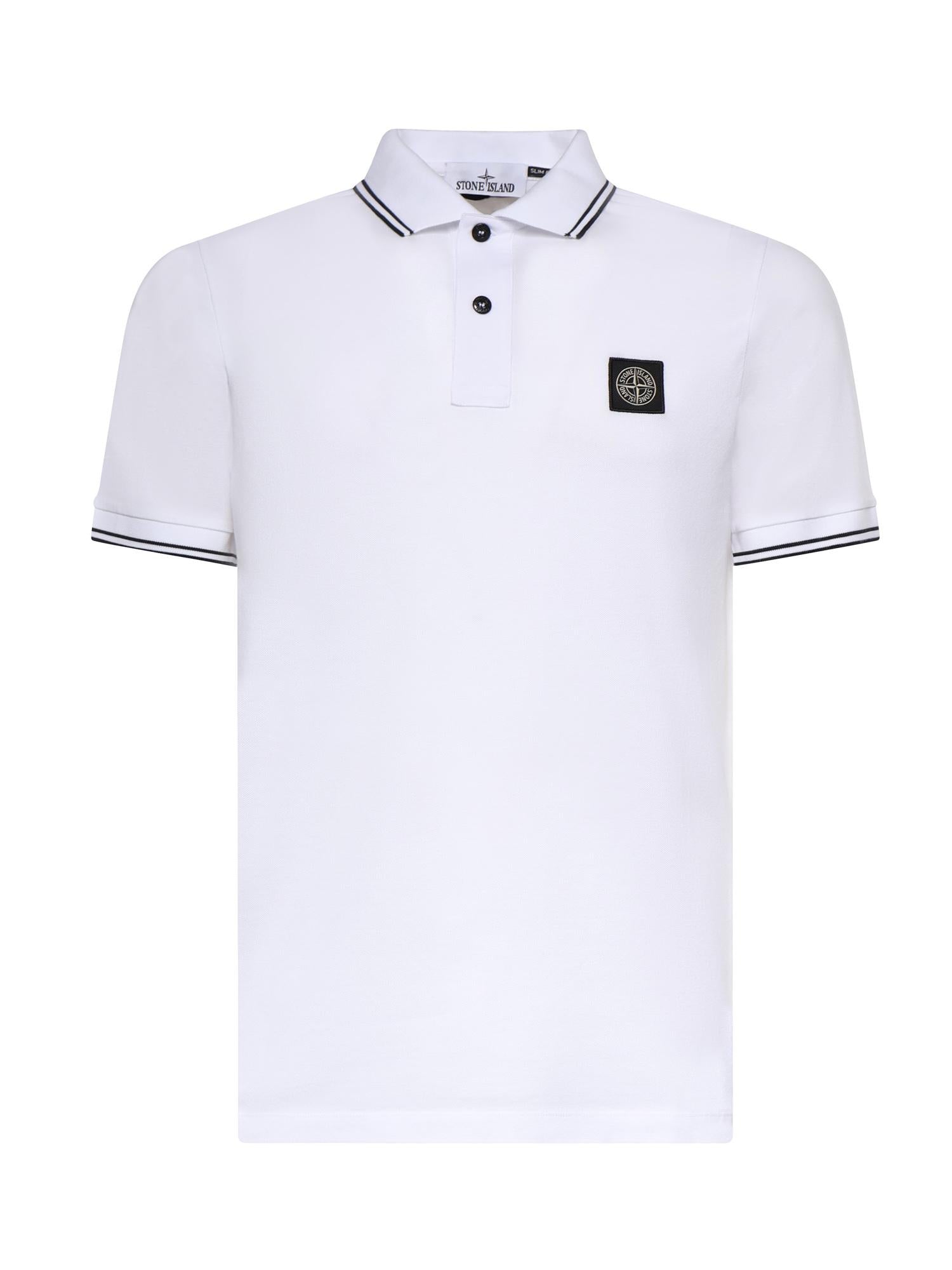 Polo in piqué di cotone con patch Compass L1S152200010 S0018V1001 STONE ISLAND 