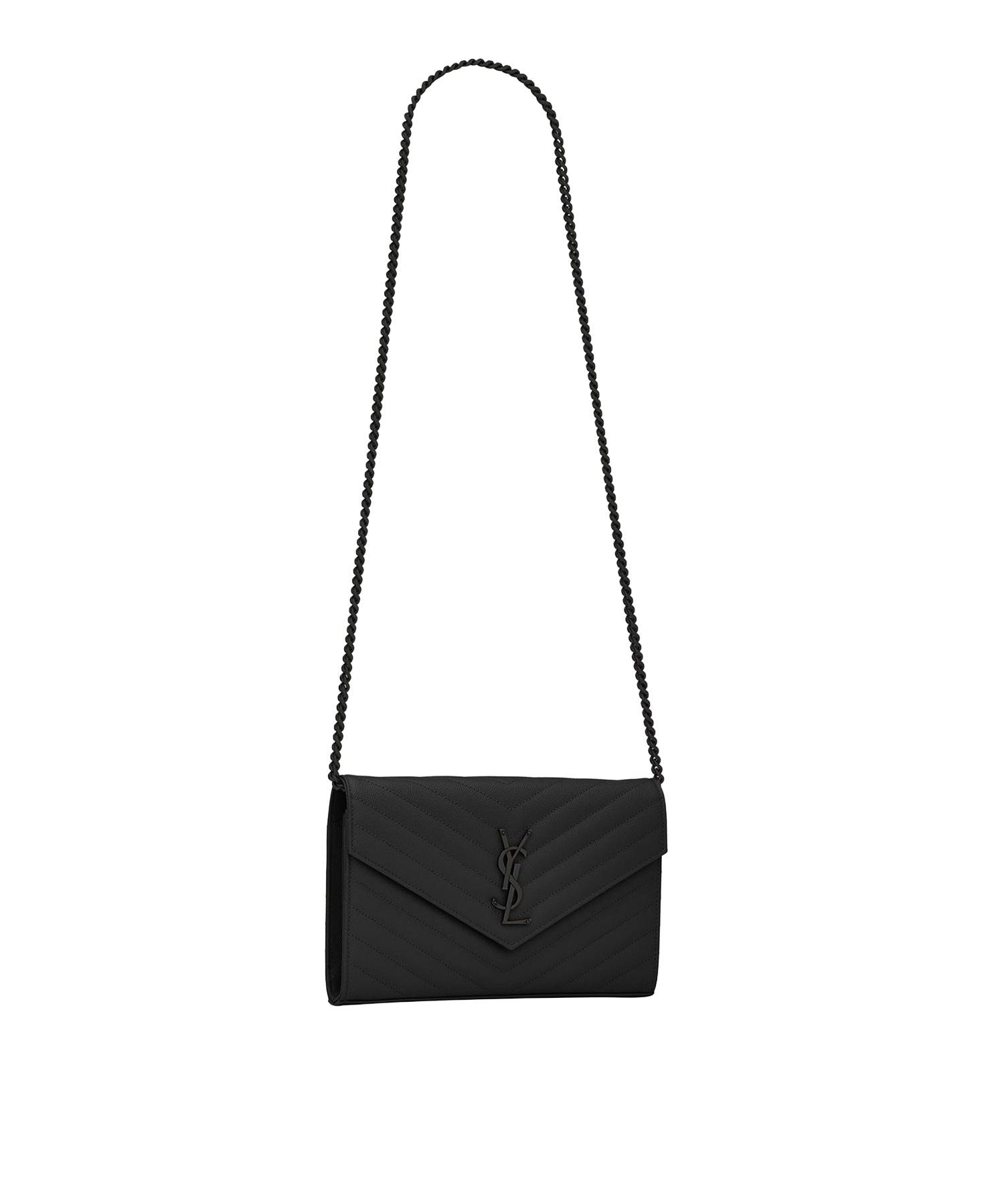 Pochette con catena Cassandre in pelle grain de poudre<BR/> 377828 BOW081000 SAINT LAURENT 