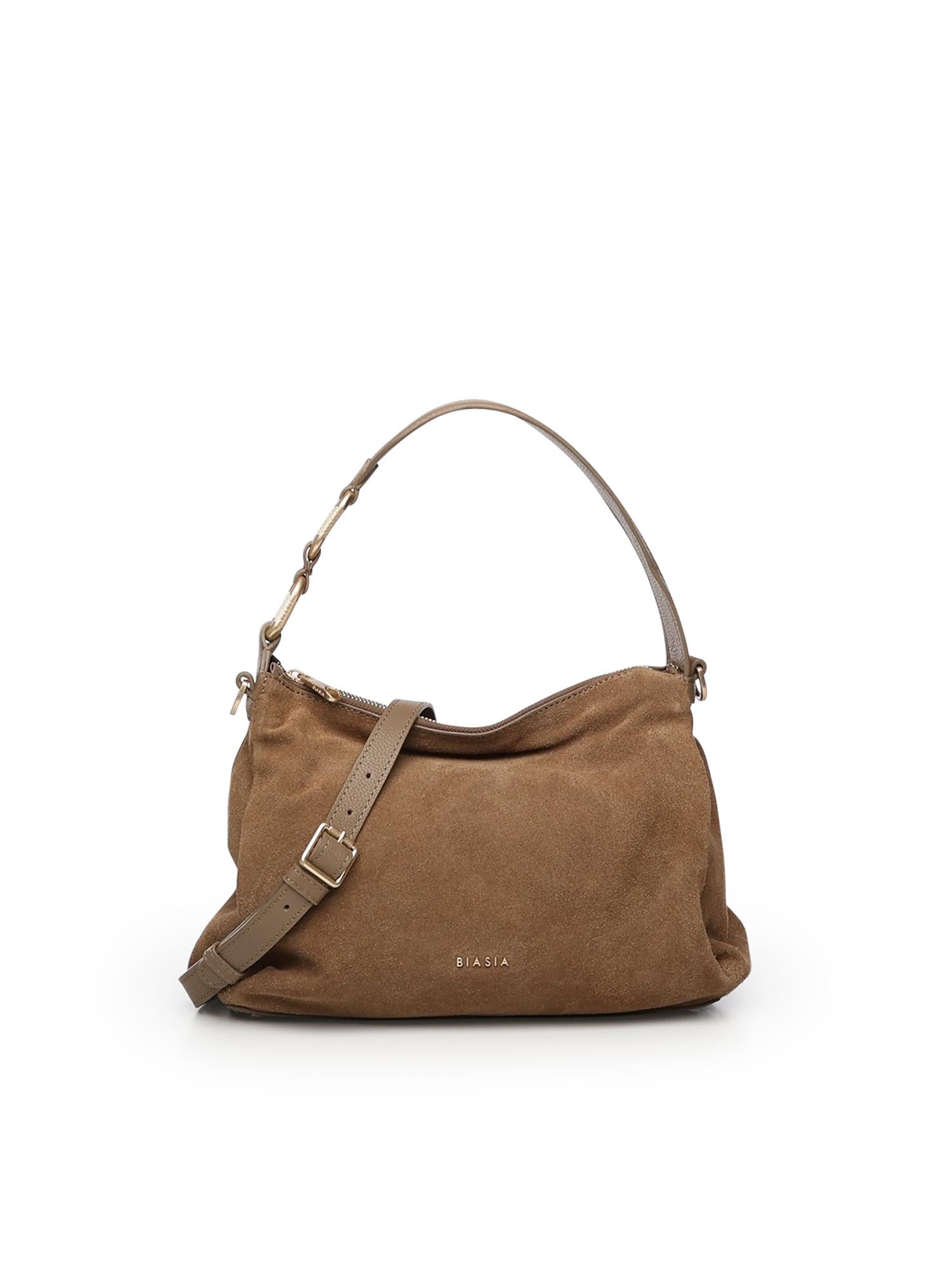 Borsa a spalla in camoscio BIBP9DP01C TAUPE BIASIA 