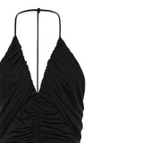 Abito lungo in jersey arricciato SS26161X BL SELF-PORTRAIT 