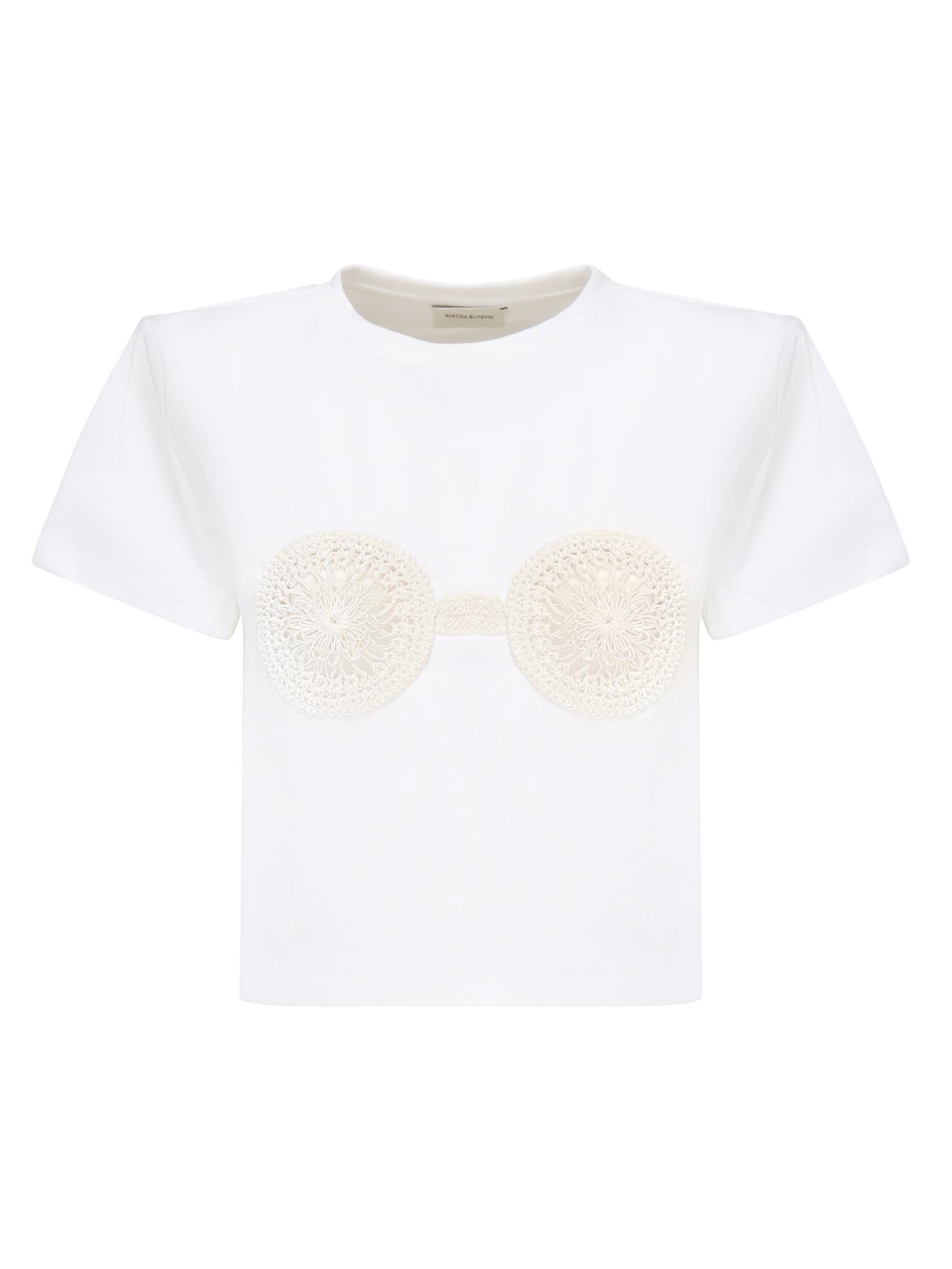T-shirt cropped con reggiseno all'uncinetto 1083210009857  MAGDA BUTRYM 