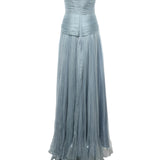 Abito lungo in seta IRS518THALIA AQUA CHIFFON MATT IRIS SERBAN 