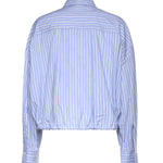 Camicia cropped in cotone a righe 106249 A36JEZB PINKO 