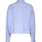 Camicia cropped in cotone a righe 106249 A36JEZB PINKO 