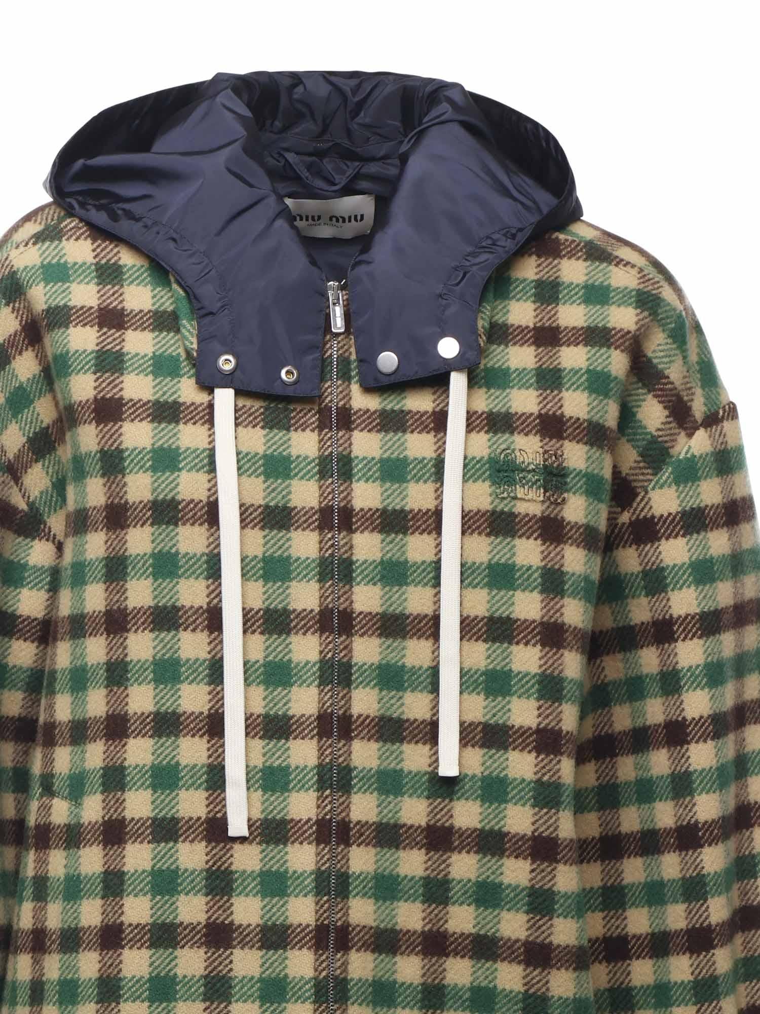 Blouson check con logo ML1268 175XF04QG MIU MIU 