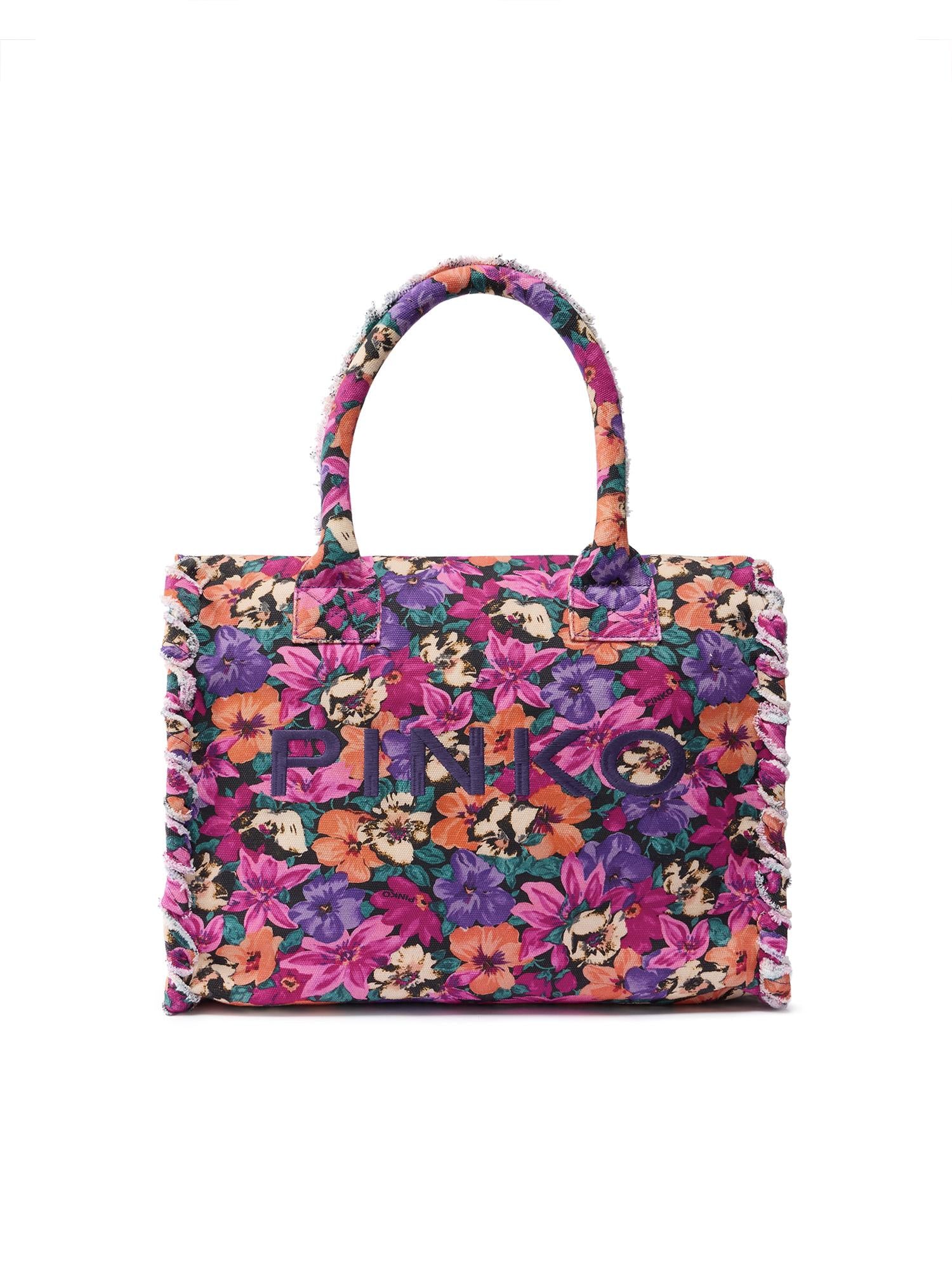 Borsa shopper in cotone con logo 106673 A3B5YA2Q PINKO 