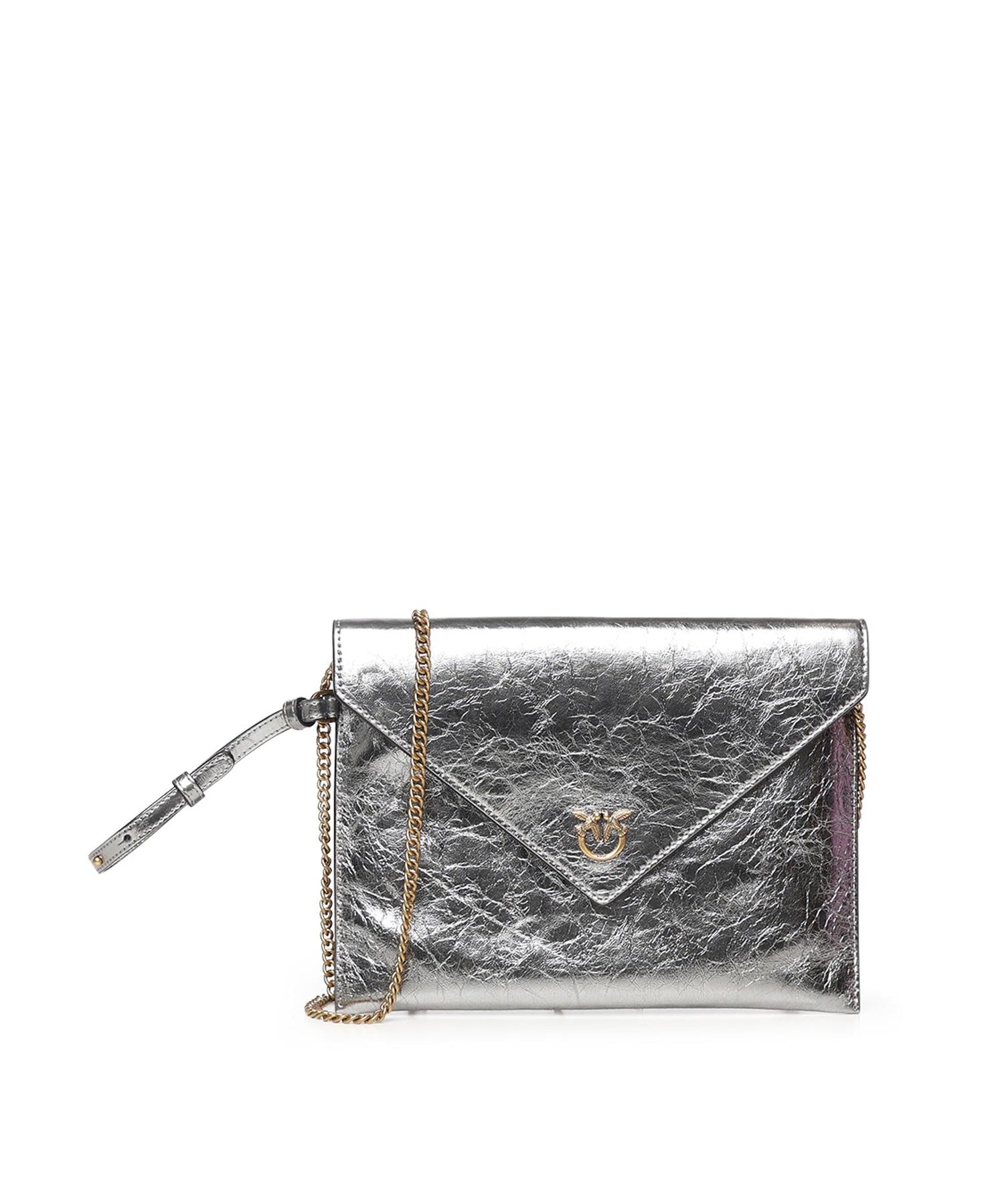 Pochette Envelope in pelle metallizzata con logo 104820 A2OTKZ7Q PINKO 