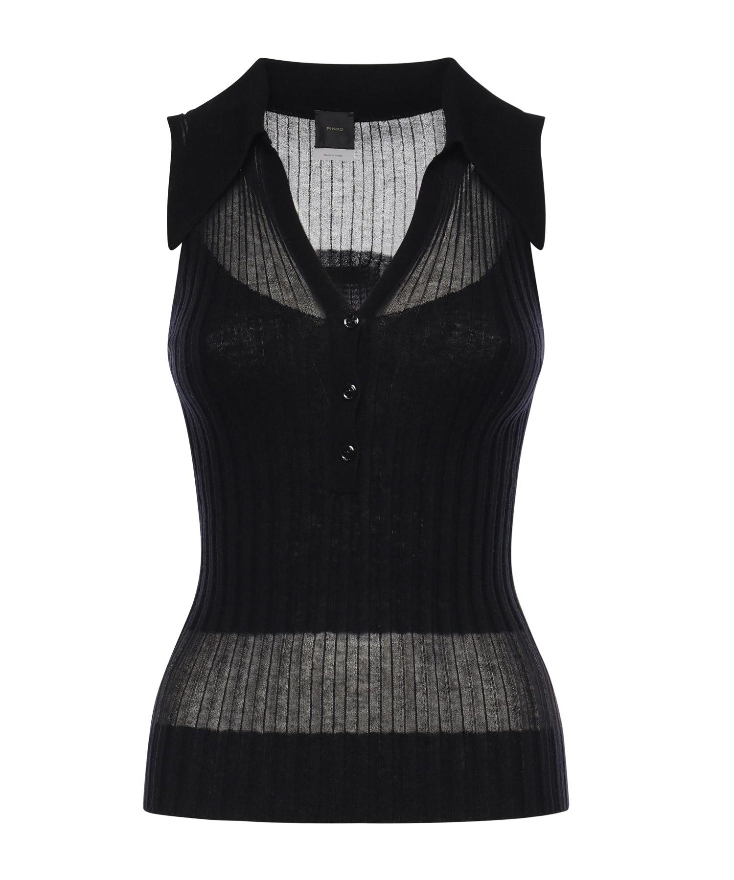 Canotta a polo in maglia a coste 106318 A34BZ99 PINKO 
