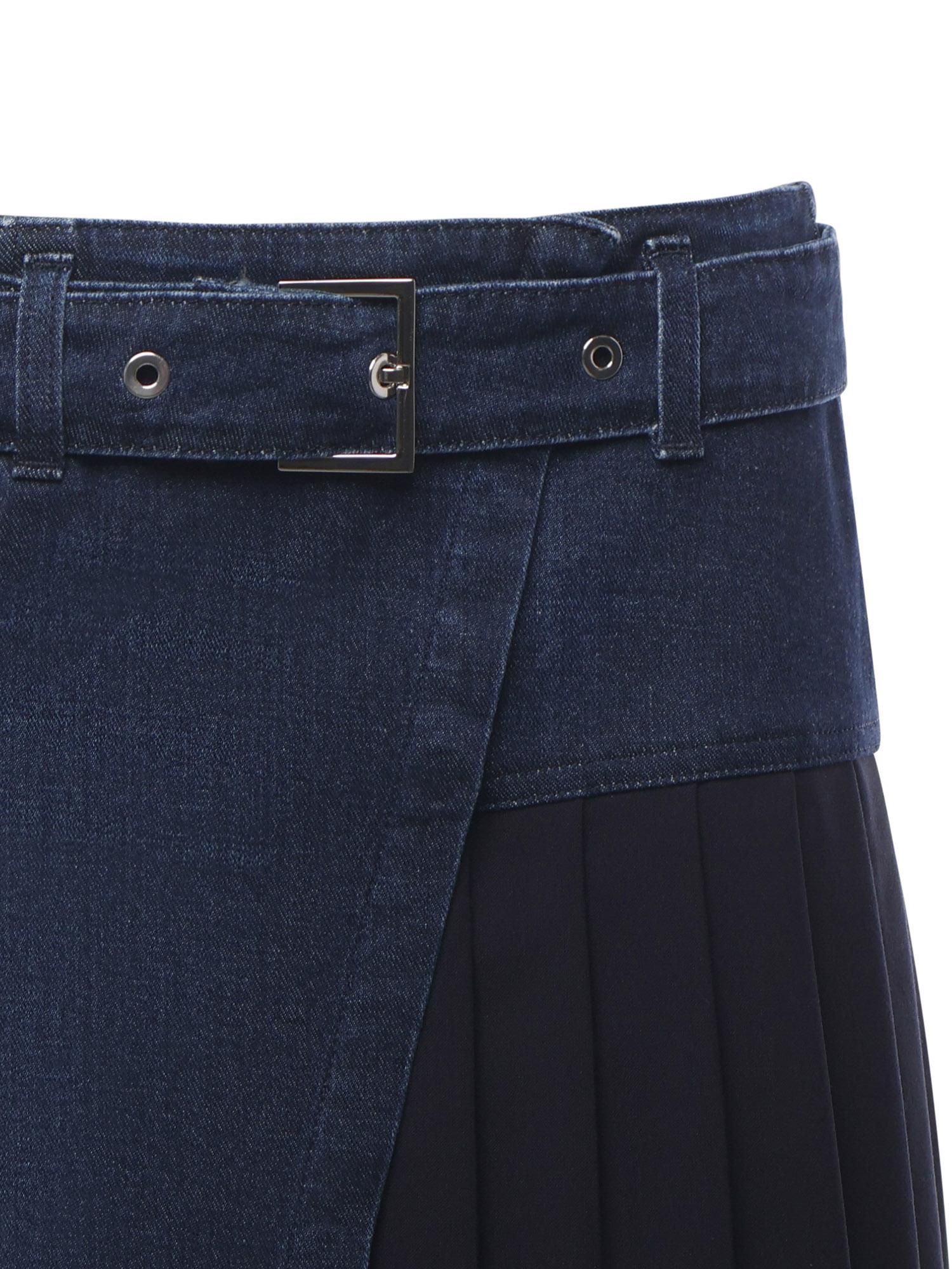 Minigonna in denim e tela di lana G594 DS0345MLQ1800 DONDUP 