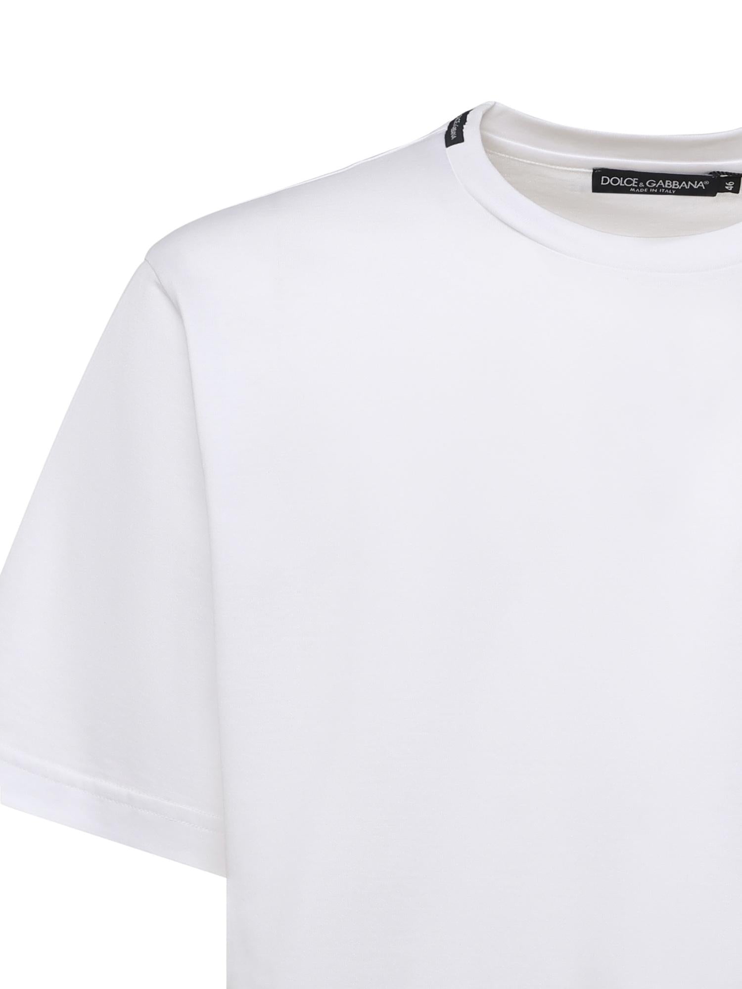 T-shirt in cotone con patch logo G8PN9T FU7EQW0800 DOLCE & GABBANA 