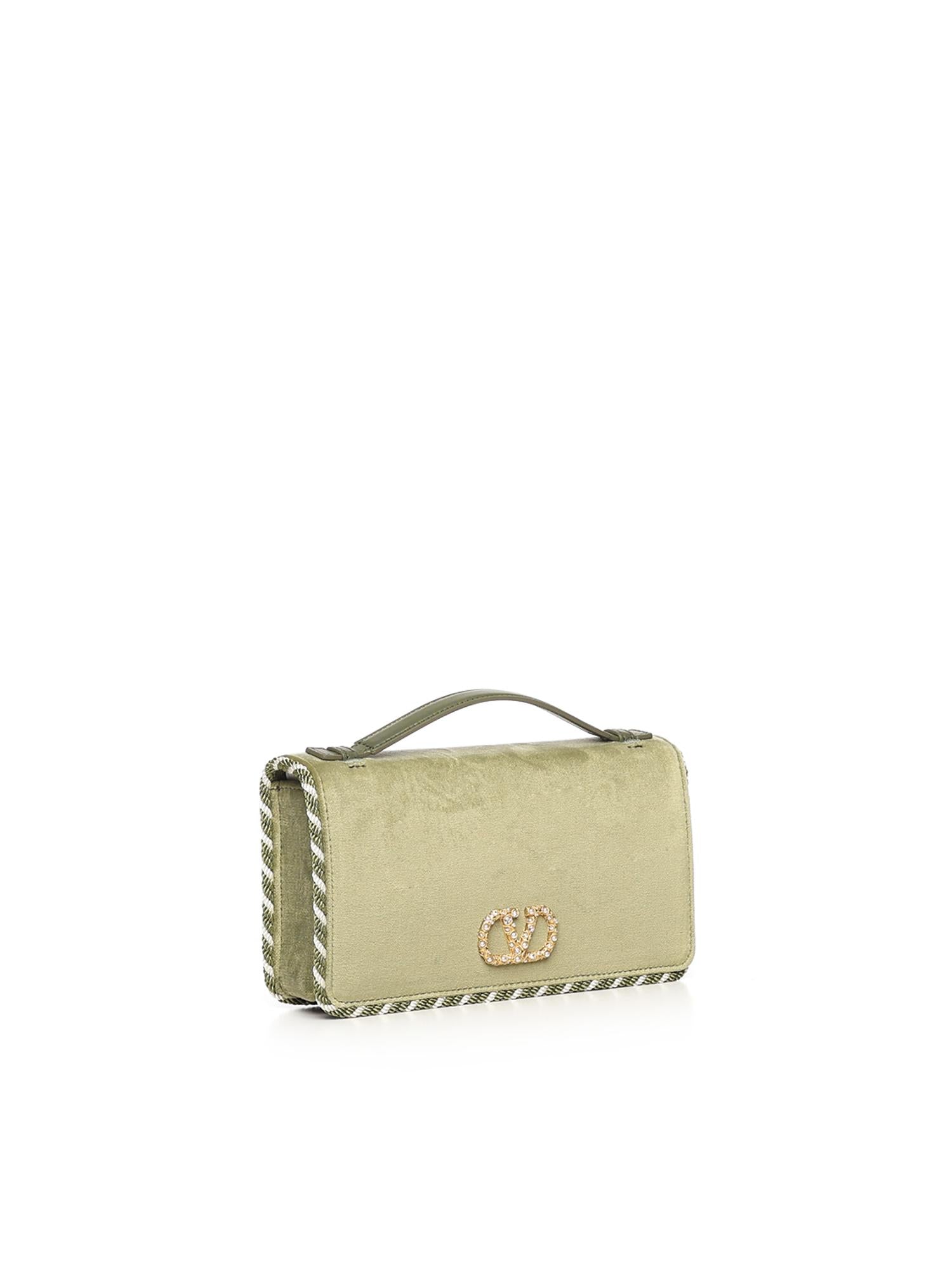 Portafoglio con catena Vlogo Signature in velluto con logo gioiello<BR/> 7W2P0AU1 CPXBCX VALENTINO GARAVANI 