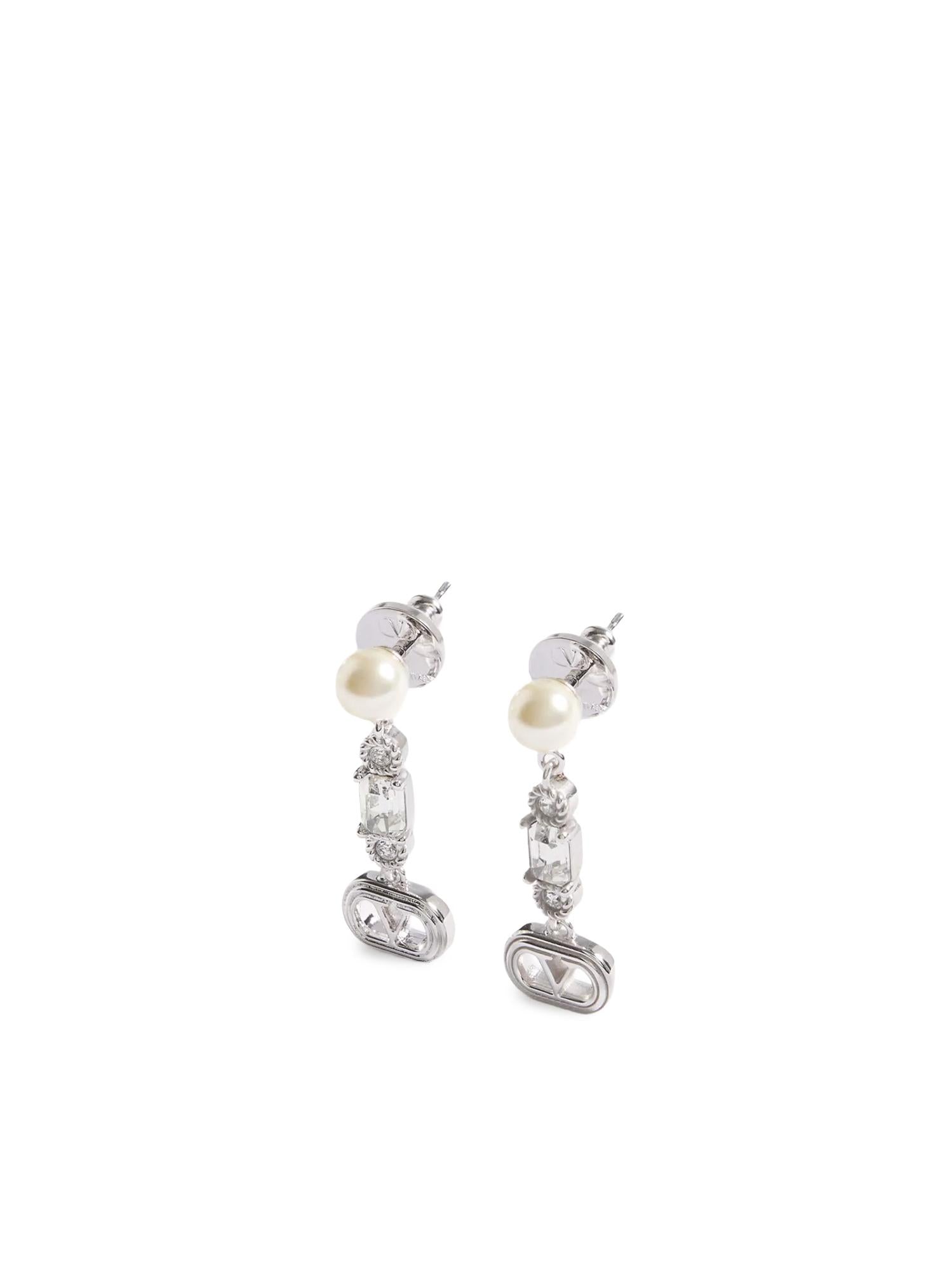 Orecchini Ovalette in metallo, perle e cristalli Swarovski® 7W2J0AI8 WKDDFF VALENTINO GARAVANI 