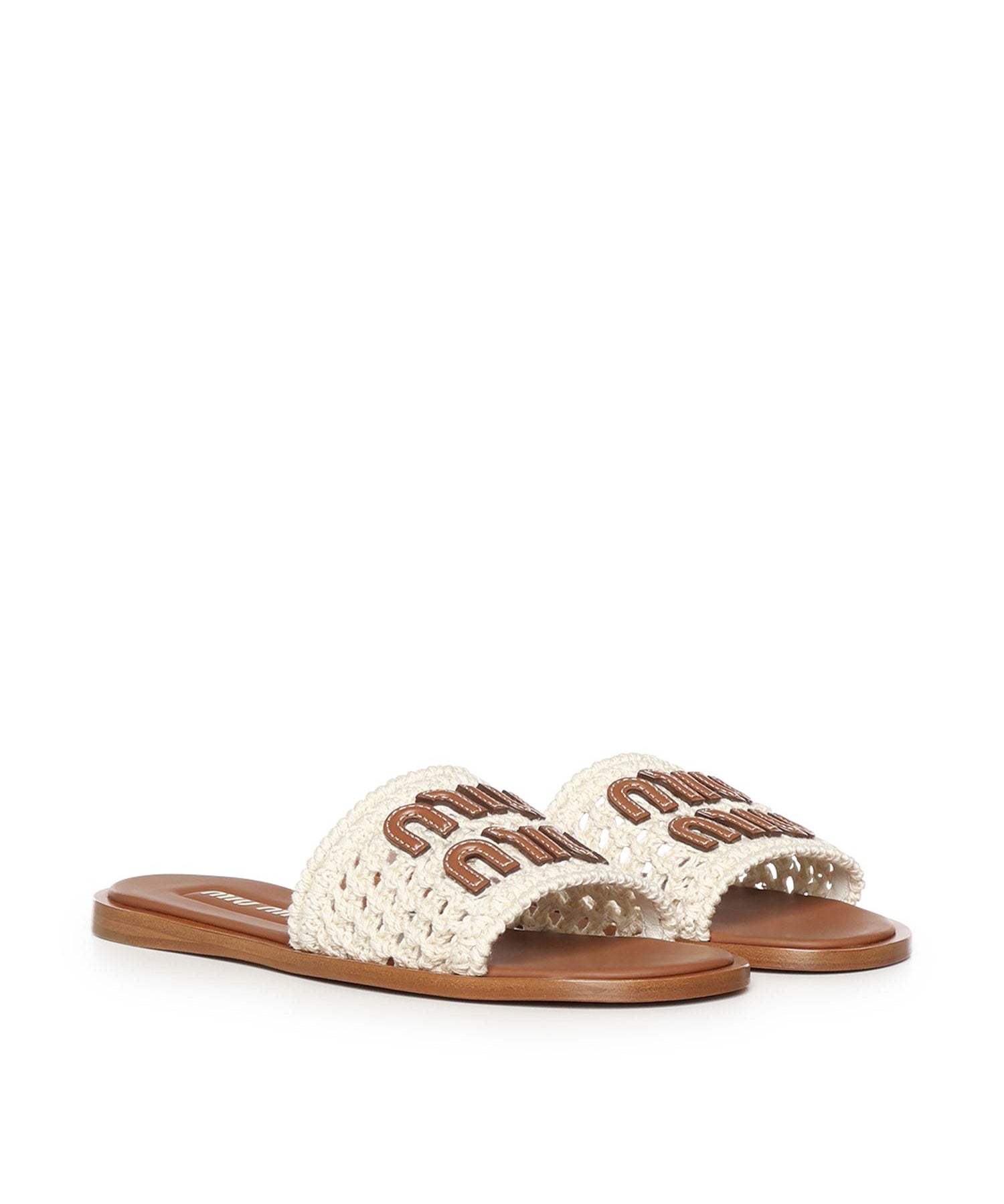 Sandali in crochet e pelle 5XX667 2BDFF0304 MIU MIU 