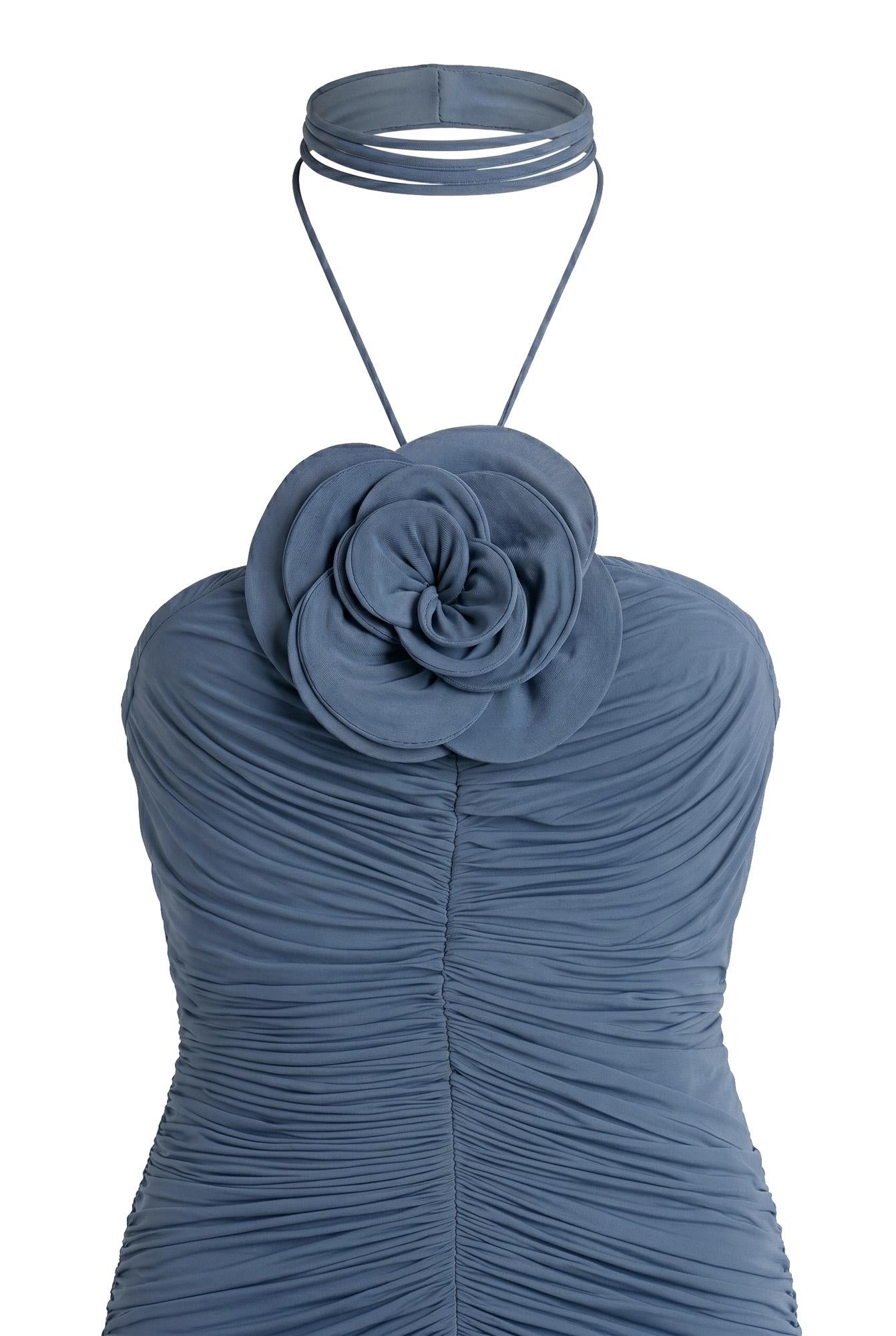 Abito midi con ruches e applicazioni floreali 267526  MAGDA BUTRYM 