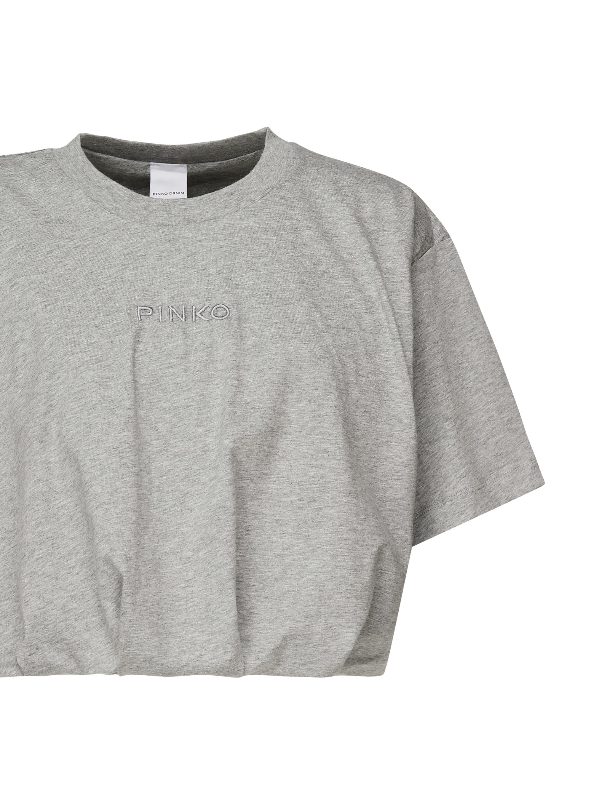 T-shirt cropped con ricamo logo 104257 A2F8I42 PINKO 