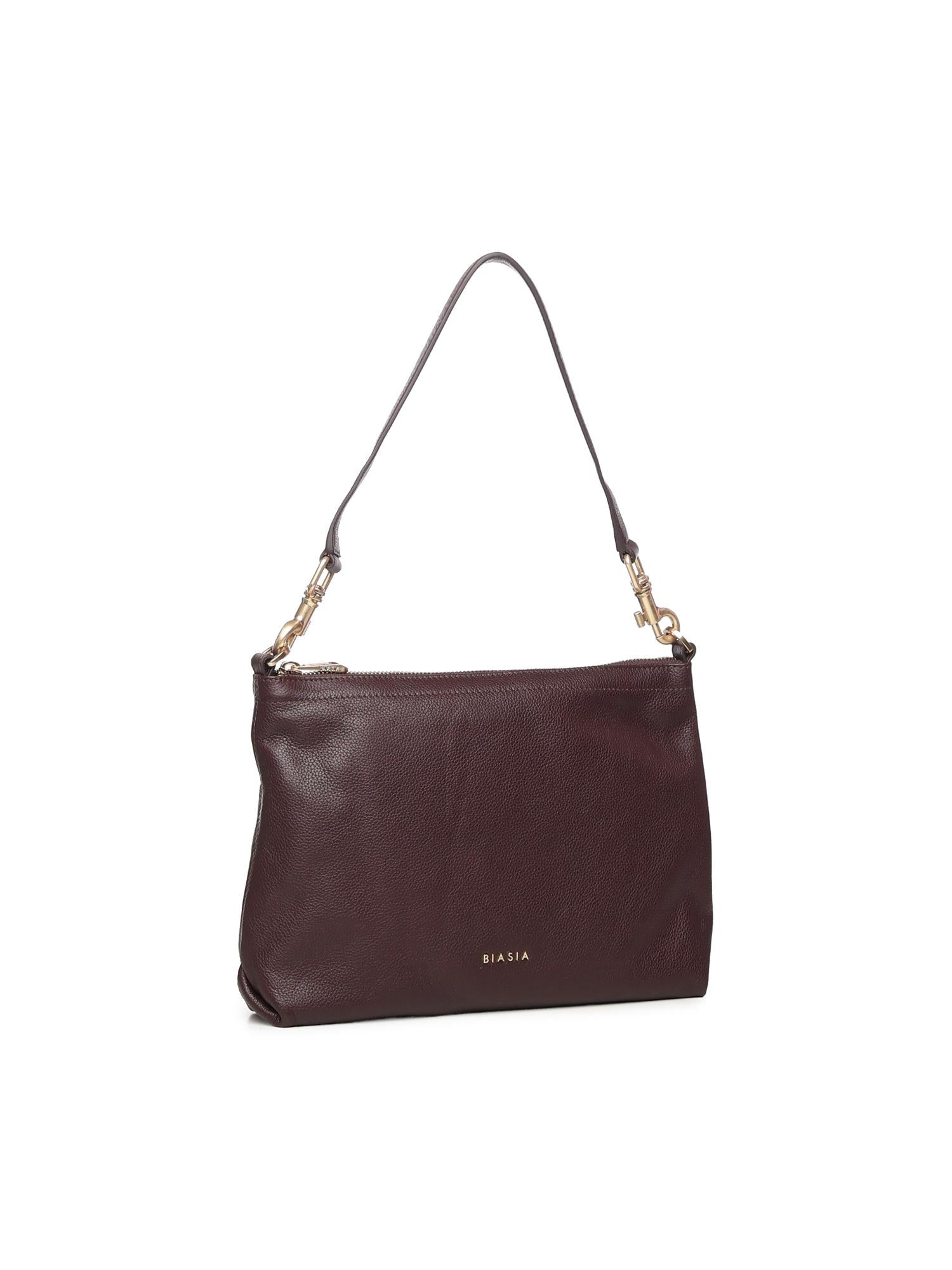 Borsa a spalla con logo BIBP9FA01 PRUGNA BIASIA 