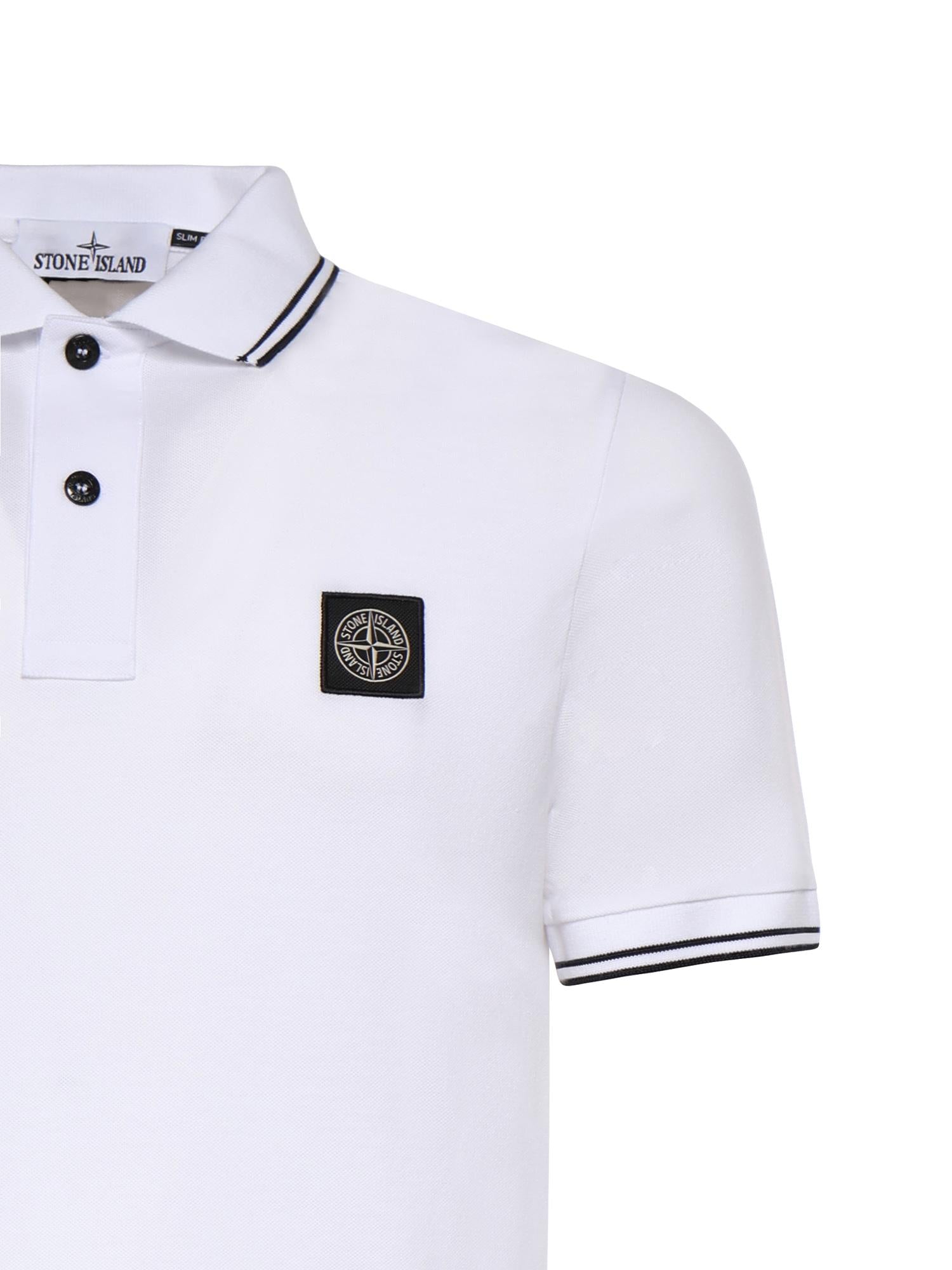 Polo in piqué di cotone con patch Compass L1S152200010 S0018V1001 STONE ISLAND 