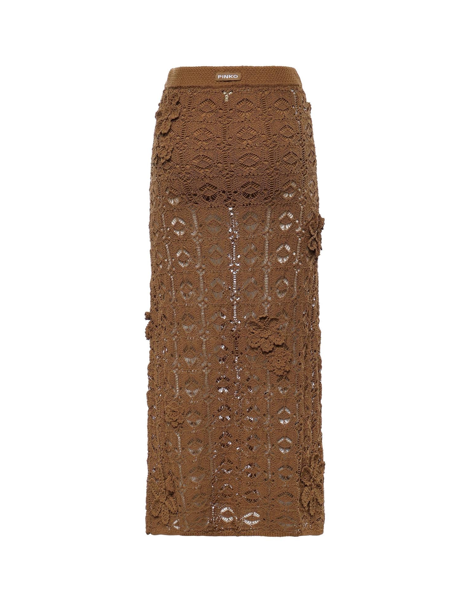 Gonna midi in crochet con fiori 106861 A3B8L25 PINKO 