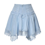 Minigonna Taléa in voile di cotone e pizzo 261400 BLUE CHARO RUIZ 