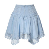 Minigonna Taléa in voile di cotone e pizzo 261400 BLUE CHARO RUIZ 