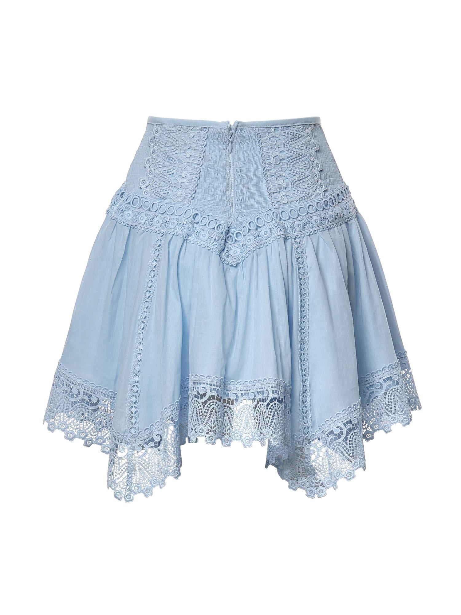 Minigonna Taléa in voile di cotone e pizzo 261400 BLUE CHARO RUIZ 