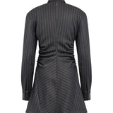 Miniabito chemisier in fresco di lana gessato DA569 ES0080D903 DONDUP 