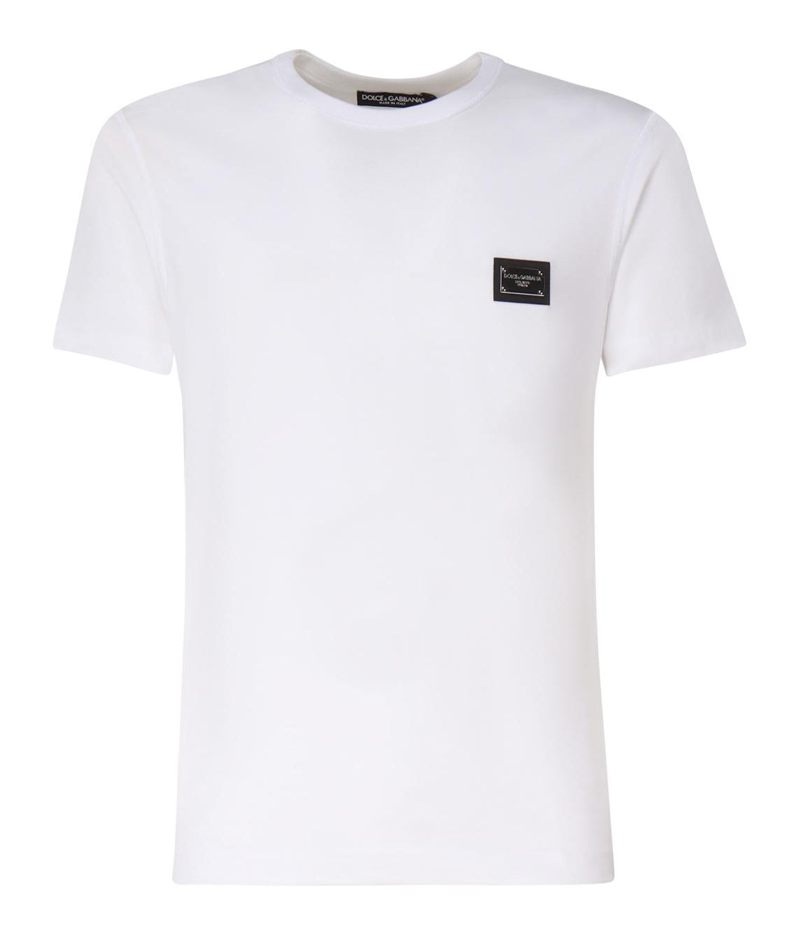 T-shirt in cotone con logo plaque G8PT1T G7F2IW0800 DOLCE & GABBANA 