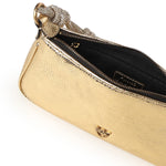 Mini bag 'Mini Half Moon Baguette' in pelle laminata con strass<BR/> 105915 A2WDZZLQ PINKO 