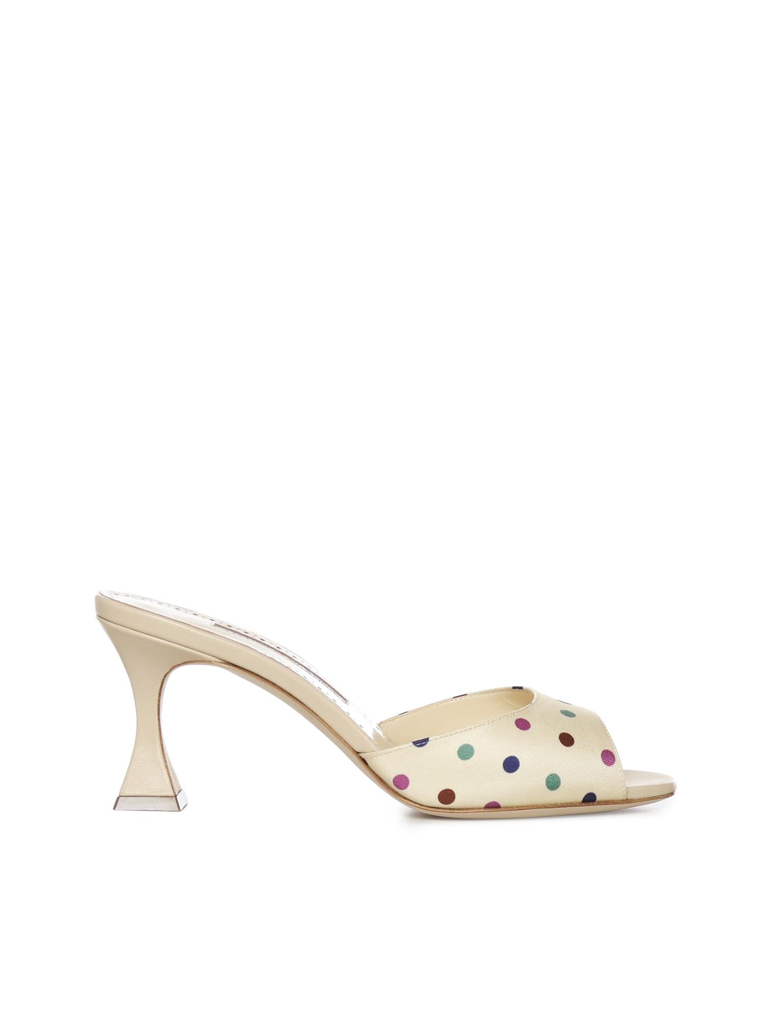 Mules con dettagli a pois in seta 1263100 907M MANOLO BLAHNIK 